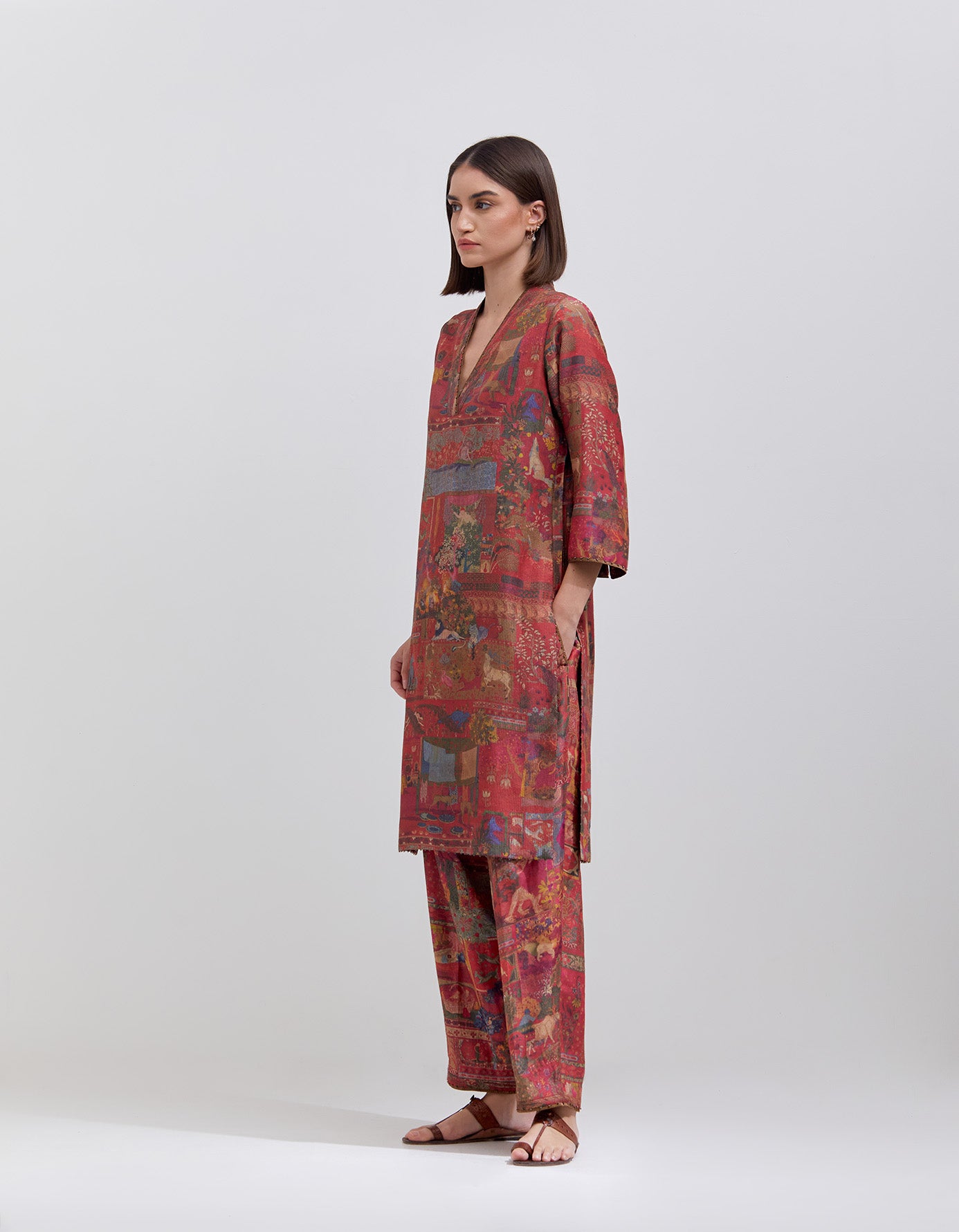 Elegant Aisha Salwar Kameez - Premium Muga Satin in Crimson Red | Perfect for Indian Weddings, Festivals & Special Occasions