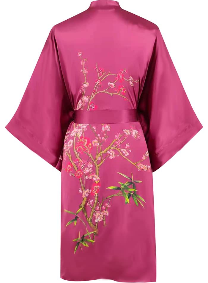 Women's 100% Pure Silk Kimono Robe - Short Sleeve Bathrobe & Pajama Set for Spa, Lounge & Sleepwear | Elegant Homewear & Bridal Gift Idea