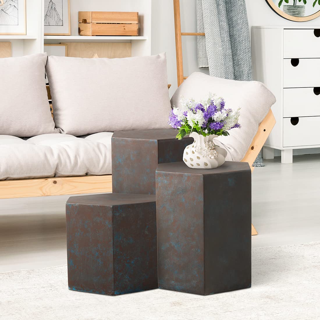 Hexagon Concrete Side Table 12