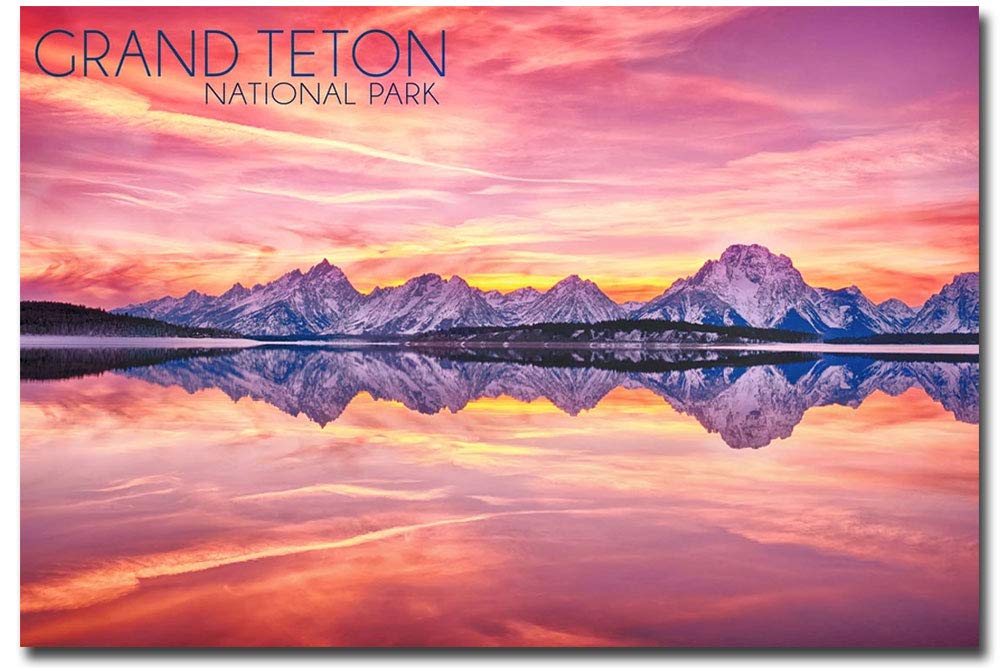 Grand Teton National Park Wyoming Sunset & Jackson Lake Souvenir Fridge Magnet - 2.5x3.5 Inch Travel Memento - Perfect for Refrigerators, Lockers & Office Decor