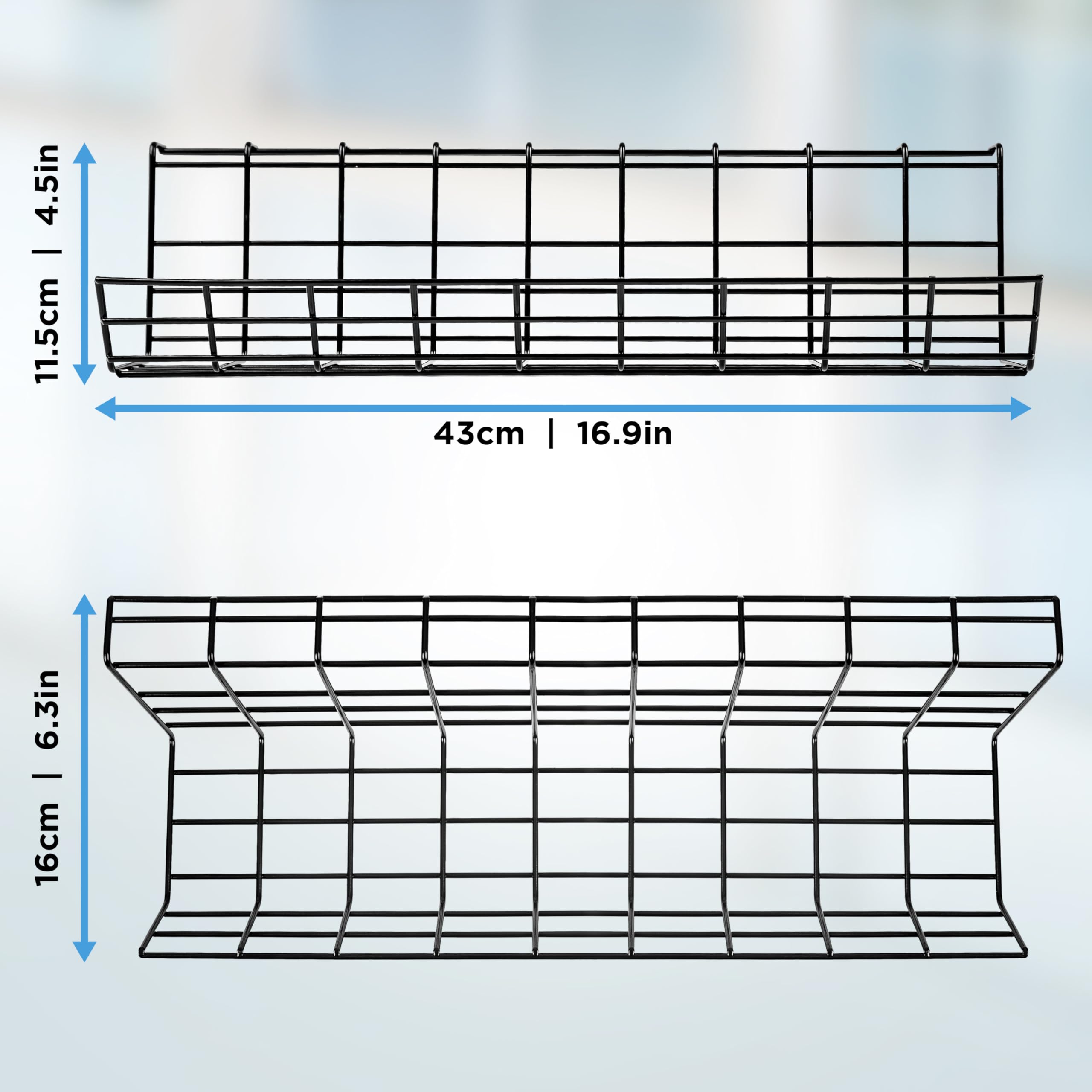 Duronic CMH1 Under Desk Cable Management Tray - Black Cable Organizer Duct for Computer Desk, Wire Management Channel Rack | Perfect for Home Office & Gaming Setup