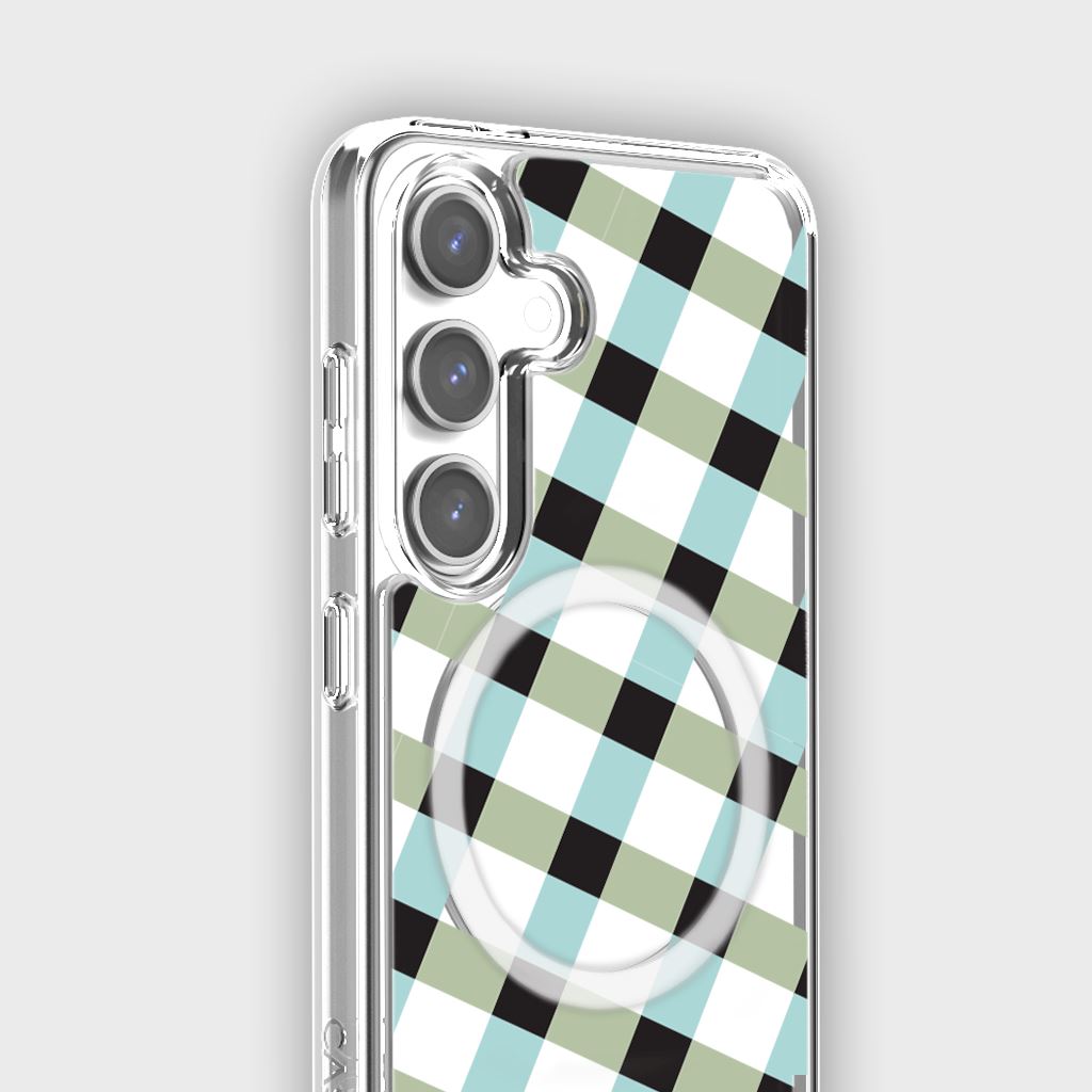 Samsung Galaxy S24 Clear Phone Case with Dark Lattice Design - Slim Protective Cover for Everyday Use, Work & Travel