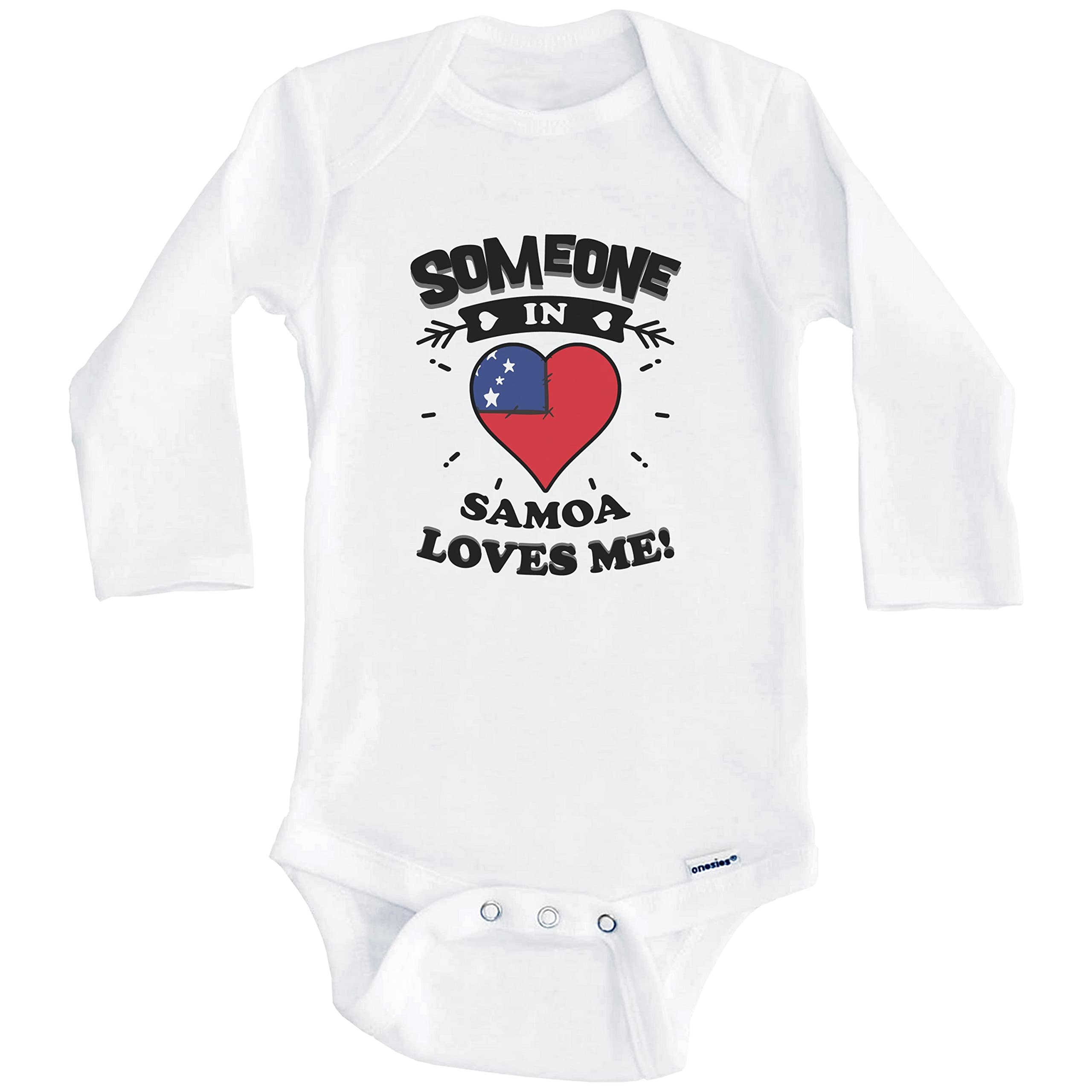 Someone in Samoa Loves Me Samoan Heart One Piece Baby Bodysuit - Long Sleeve Infant Romper for Boys & Girls - Perfect for Family Photos, Cultural Celebrations & Everyday Wear