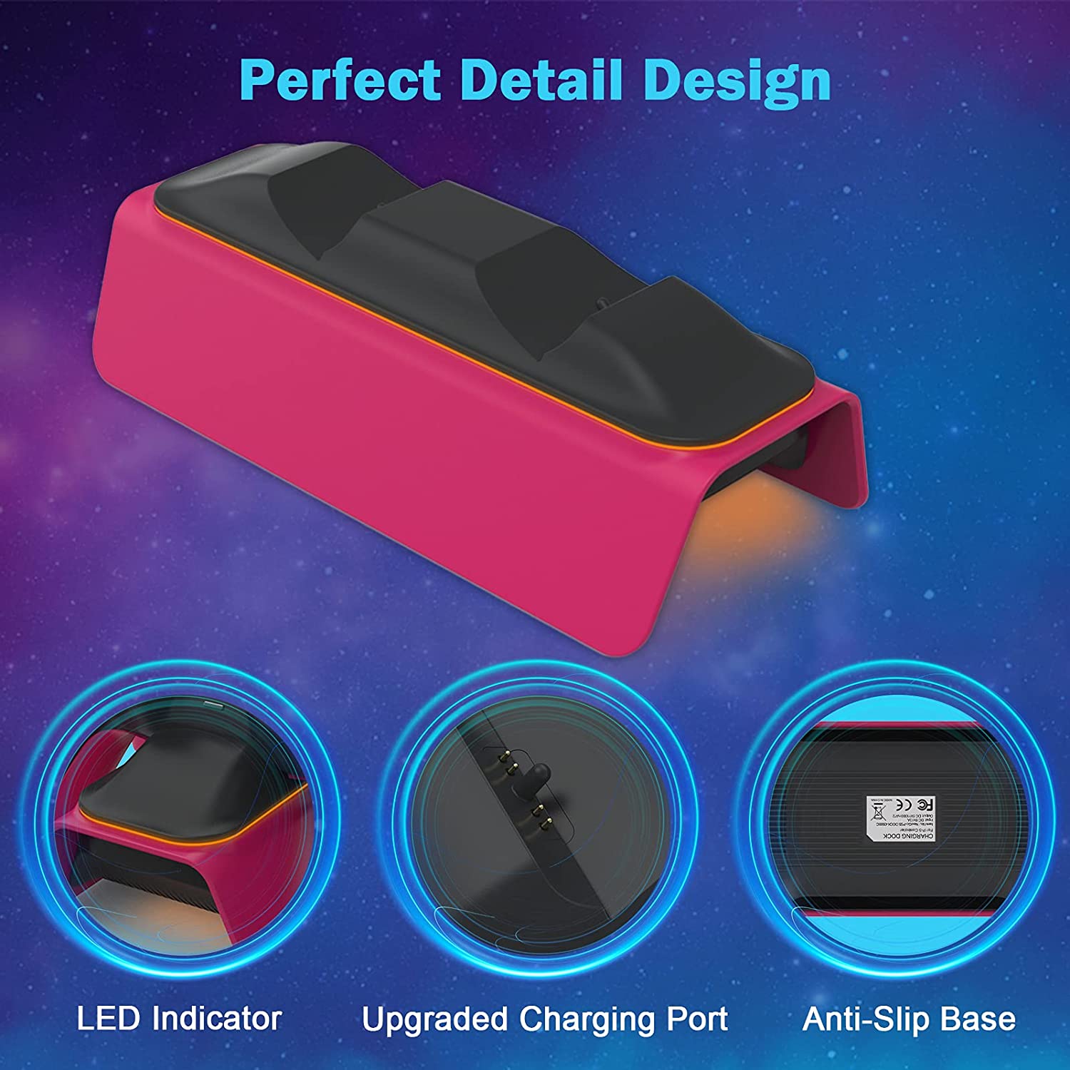 NexiGo PS5 Controller Charger Station with 2 Thumb Grips - Fast Charging Dock for DualSense Wireless Controllers - Perfect for Gaming, Streaming & Long Play Sessions