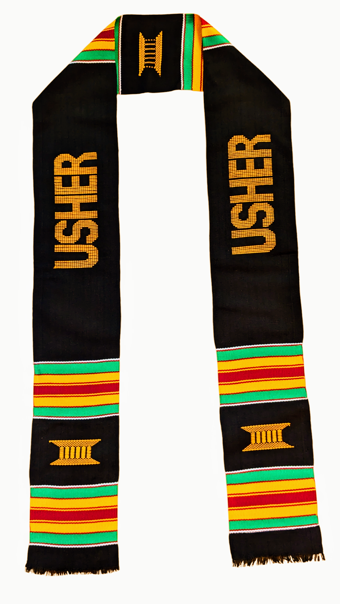 Dupsie's Authentic African Kente Scarf Sash - Handwoven Nyansapɔ Design DPUD1549 | Perfect for Cultural Events, Weddings & Fashion Accessories