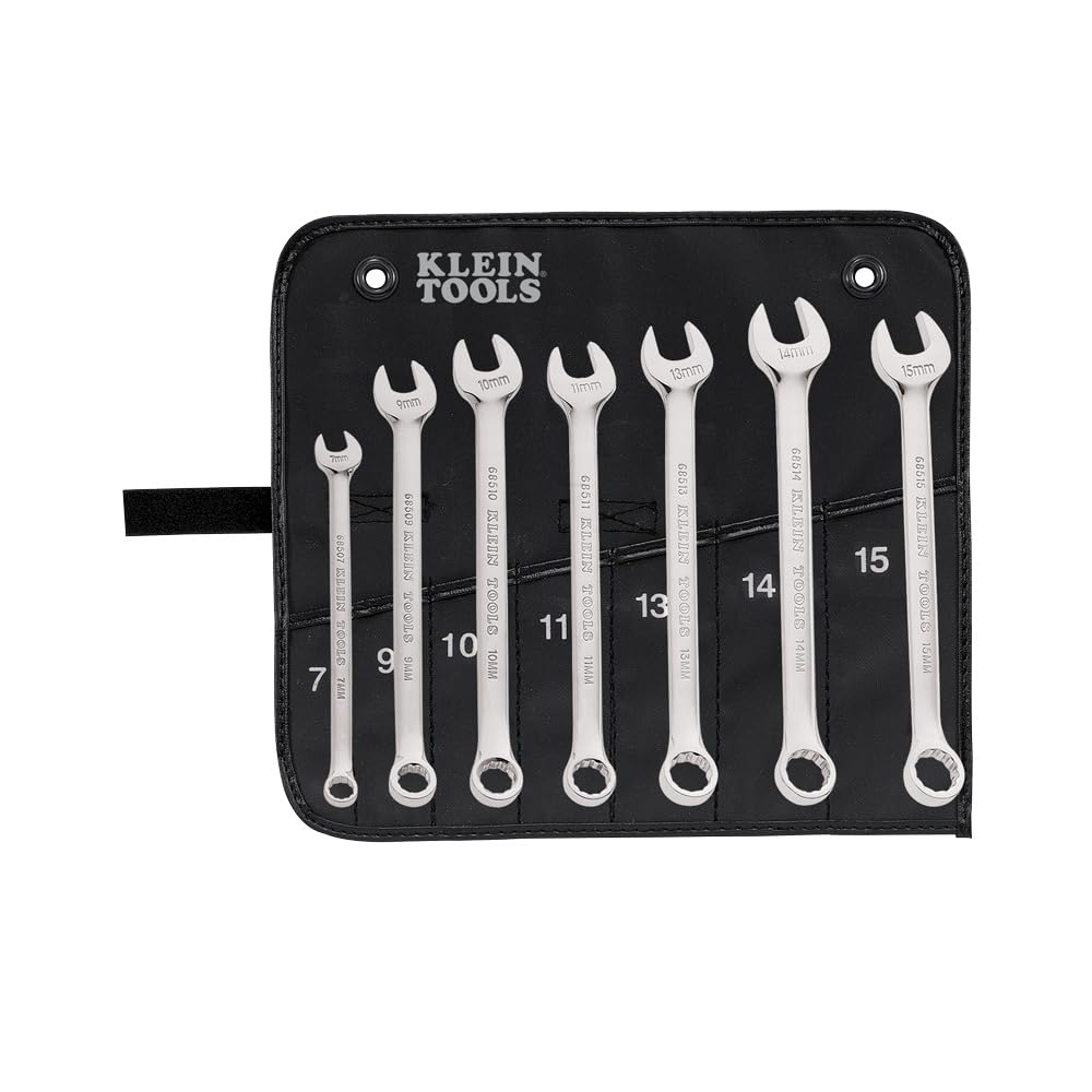 Klein Tools 68500 7-Piece Metric Combination Wrench Set - Professional Mechanics Tool Kit for Automotive Repair, Plumbing & DIY Projects