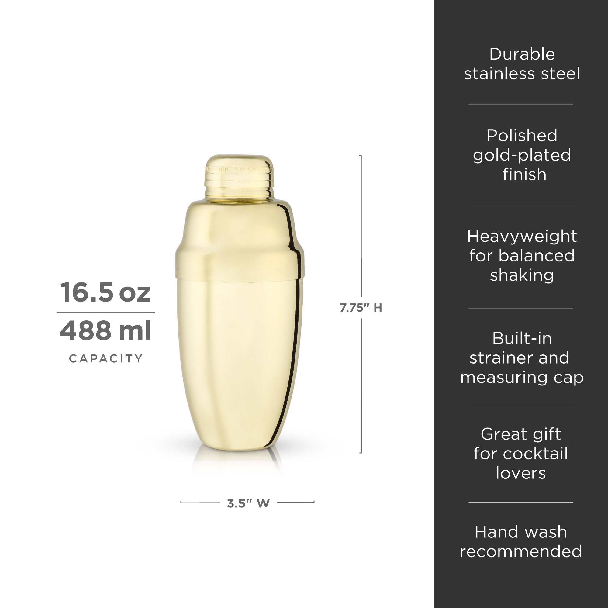 Premium Belmont Heavyweight Cocktail Shaker Set - Professional Bar Mixing Tool for Home & Bartenders - Perfect for Margaritas, Martinis & Cocktail Parties