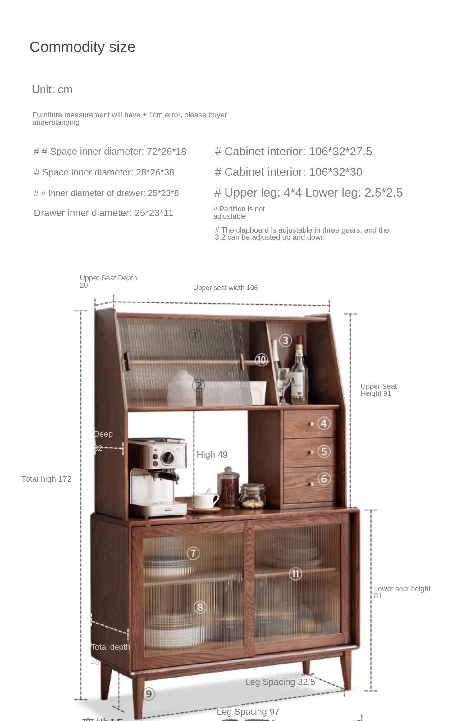 Solid Oak Wood Wall-Mounted Nordic Sideboard with Integrated Storage - Perfect for Living Room, Dining Room, and Entryway Organization