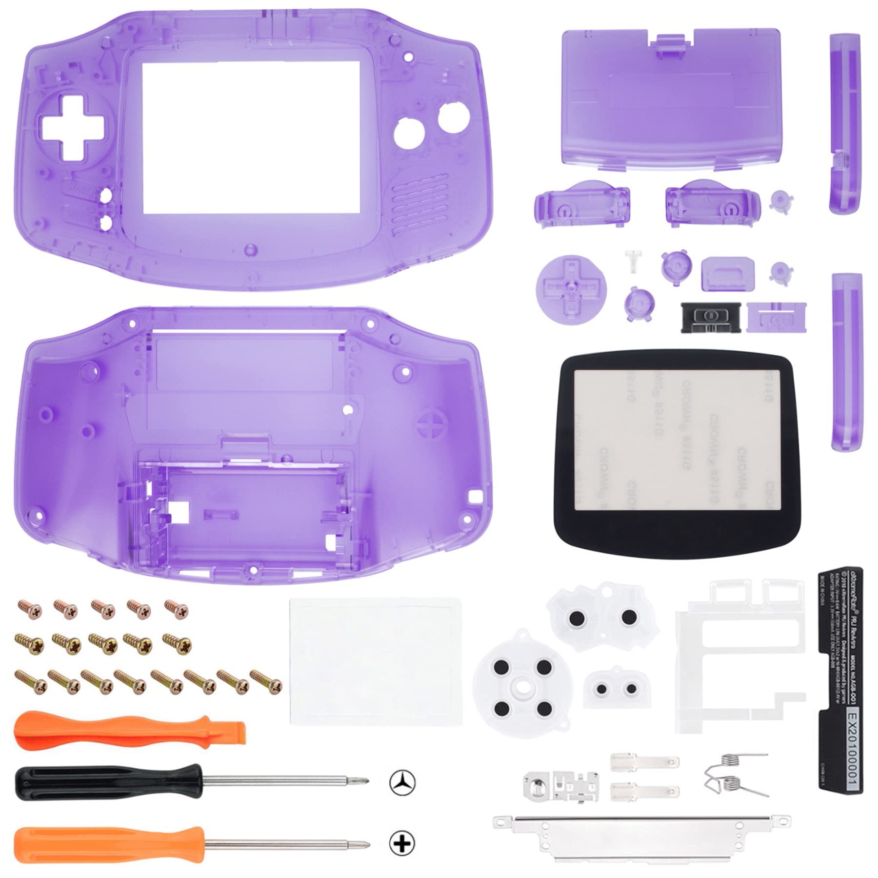 eXtremeRate Clear Atomic Purple Replacement Shell Full Housing Cover with Buttons for Gameboy Advance GBA - Compatible with IPS & Standard LCD Screens - DIY Upgrade Kit for GBA Console (Console & IPS Screen Not Included) - Perfect for Game Boy Advance Modding, Retro Gaming & Custom Builds