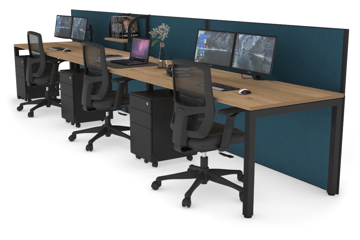 Horizon Quadro 3-Person Office Workstation with Square Legs & Cable Management - 1800L x 800W Desk for Collaborative Workspaces | Perfect for Modern Offices, Coworking Spaces & Team Environments