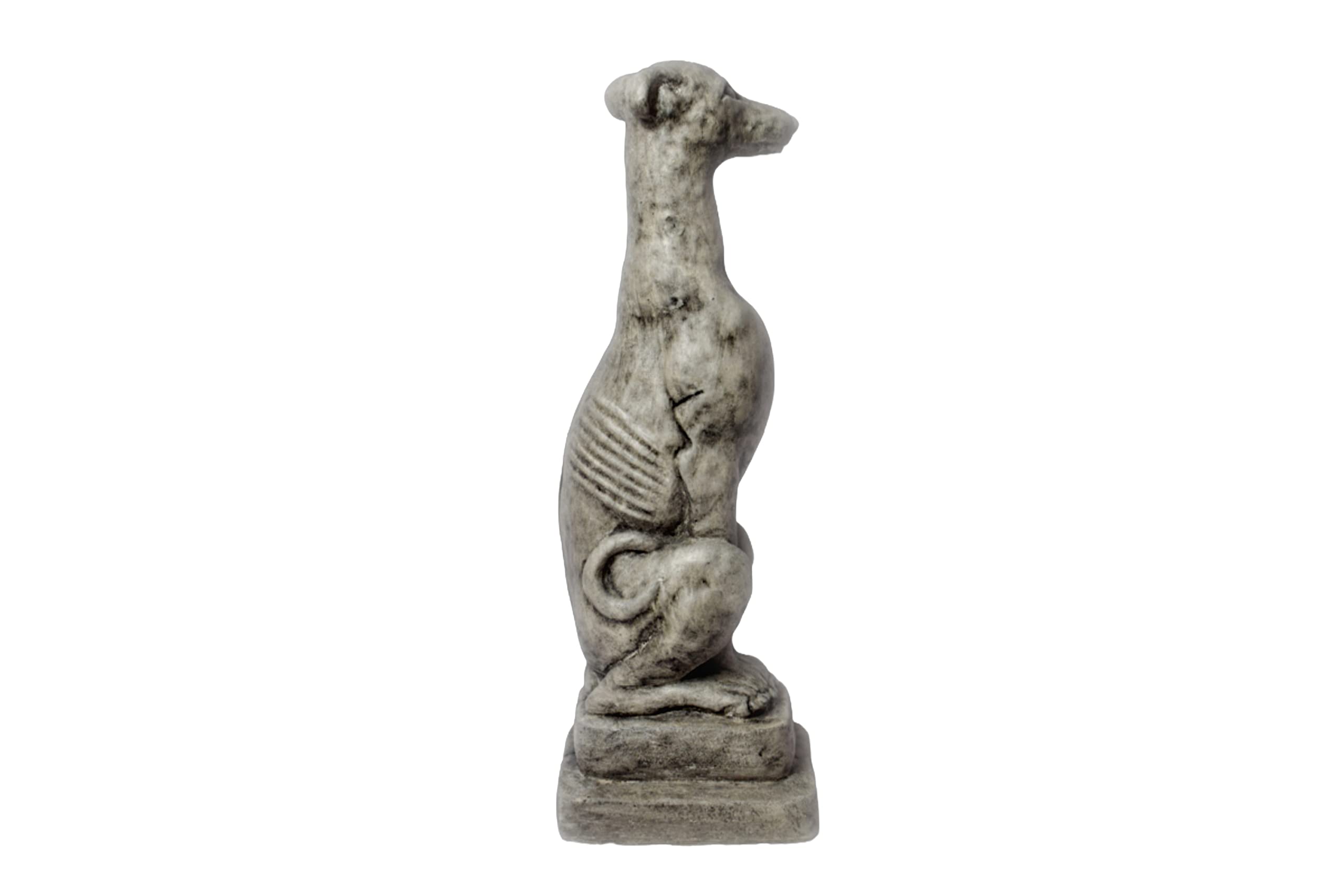 Solid Rock Stoneworks Small Whippet Dog Garden Statue - 20 Inch Tall Pre-Aged Outdoor Decor for Patio, Lawn, or Flower Bed