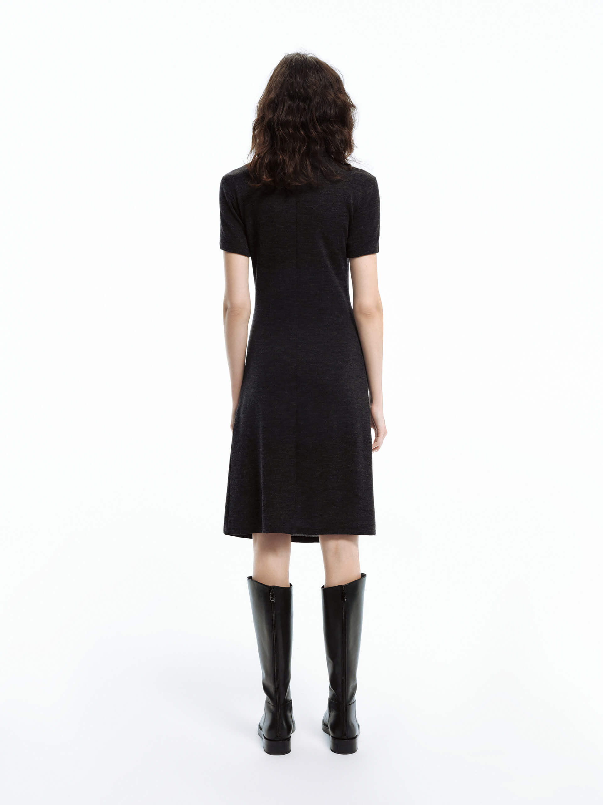 Cozy Knitted Wool Midi Dress for Women - Winter Warm Long Sleeve Casual Sweater Dress - Perfect for Holiday Parties, Office Wear & Date Nights