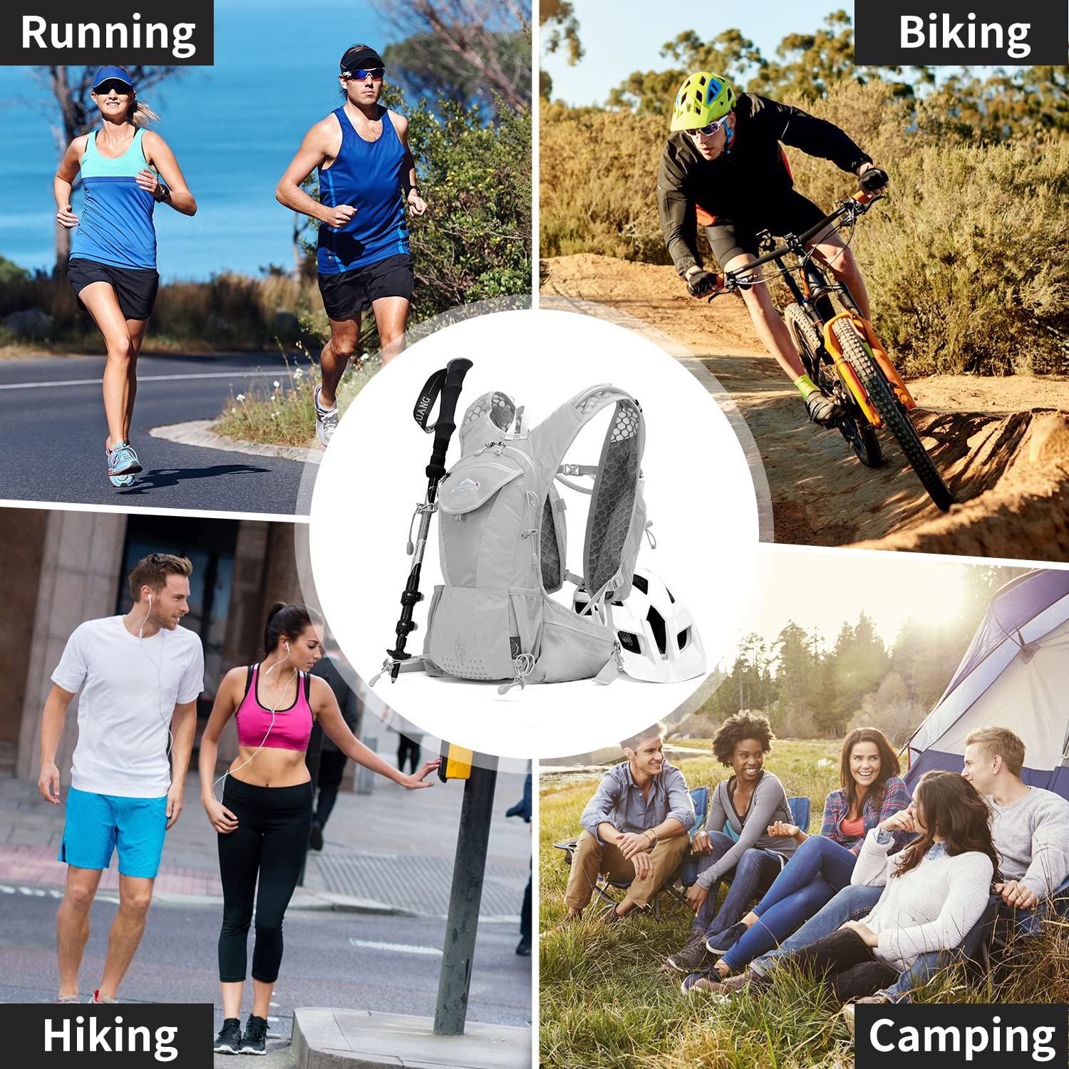 Lightweight Hydration Pack Backpack with 2L Leakproof Water Bladder - Running & Hiking Hydration Vest for Men & Women - Perfect for Outdoor Activities, Trail Running, Cycling & Camping