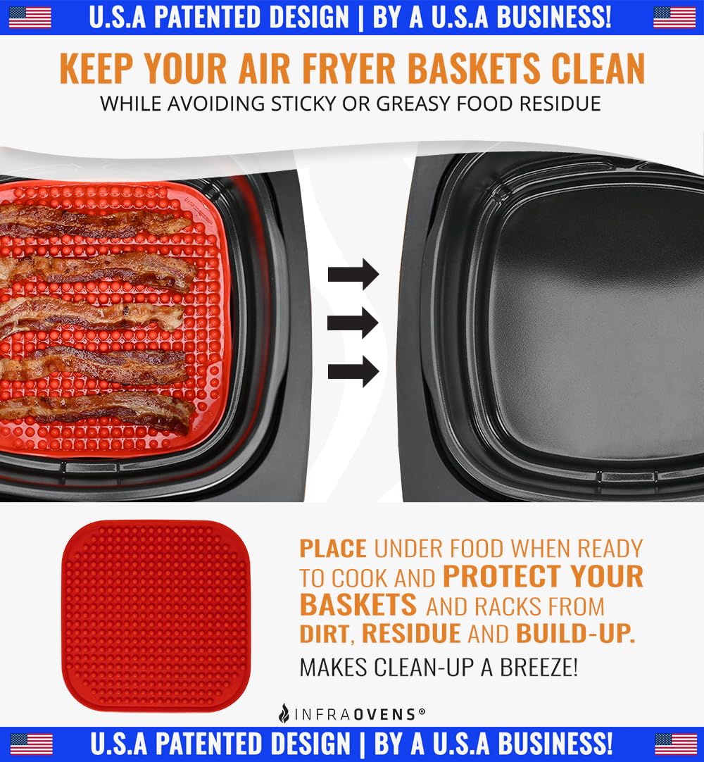 3-Pack Reusable Air Fryer Liners with Silicone Mat | Heat-Resistant Parchment Paper Replacement for Ninja, Chefman, Instant Pot, Ultrean & More | Perfect for Healthy Cooking, Crispy Snacks & Easy Cleanup