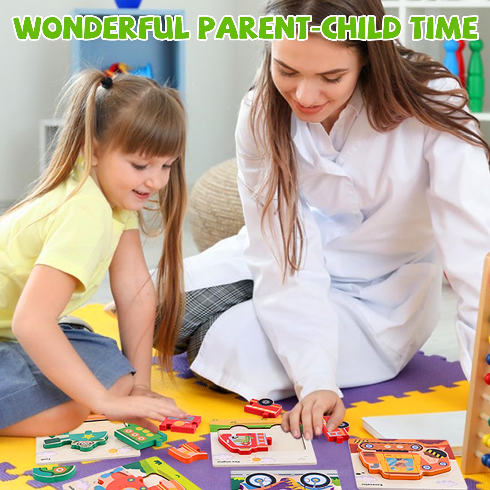 WUGU 5-Piece Wooden Puzzles for Kids Ages 2-4, Montessori Educational Toys, Transportation Theme Puzzle Set - Perfect for Toddler Learning, Birthday Gifts for Boys & Girls | Great for Preschool Activities & Early Childhood Development