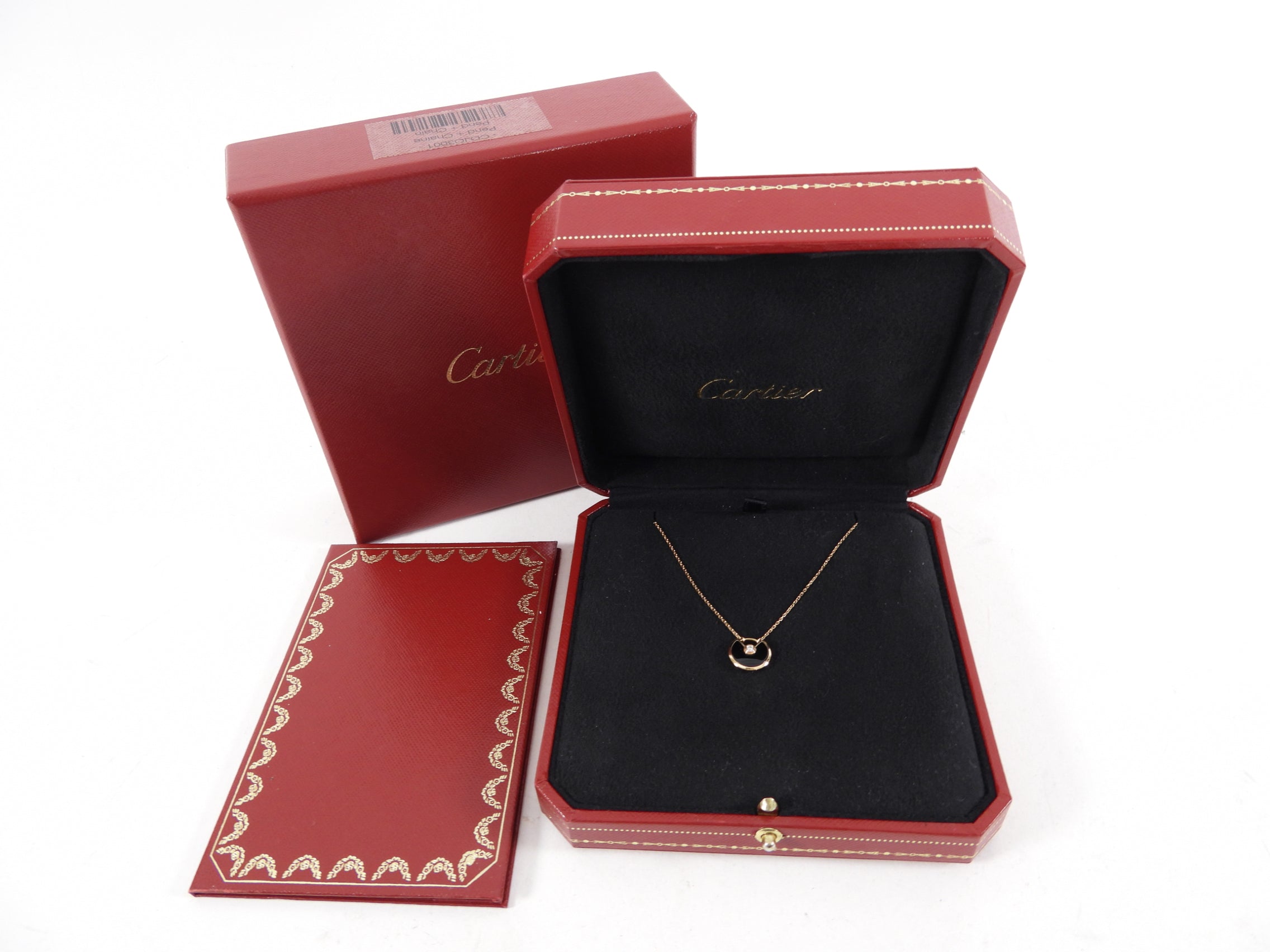 Cartier Amulette de Cartier 18k Gold Diamond & Onyx Pendant Necklace - Elegant Jewelry Gift for Women, Perfect for Weddings & Special Occasions