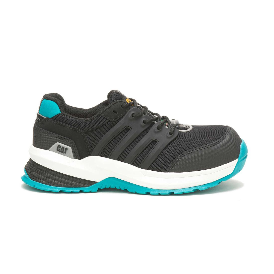 CAT Streamline 2.0 Women's Composite Toe Athletic Work Shoes - Lightweight Safety Shoes for Women, Black/Teal (725336) - Perfect for Construction, Warehouse & Industrial Work