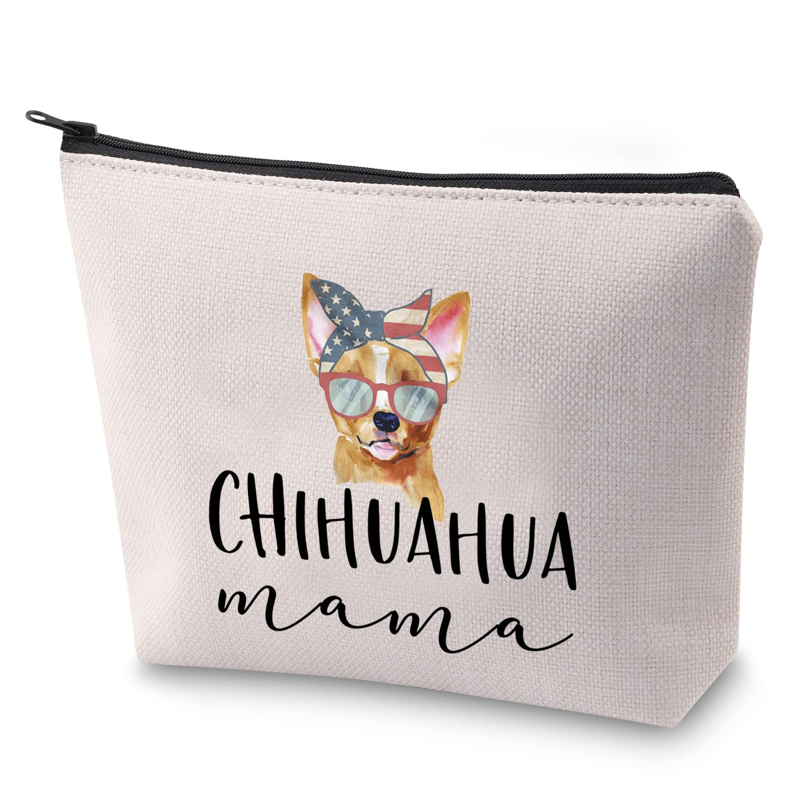 Funny Chihuahua Mom Zipper Pouch - Cute Dog Lover Gift for Women, Makeup Bag & Travel Essentials Organizer - Perfect for Cosmetics, Toiletries & Small Accessories (Great Birthday Present for Chihuahua Owners)