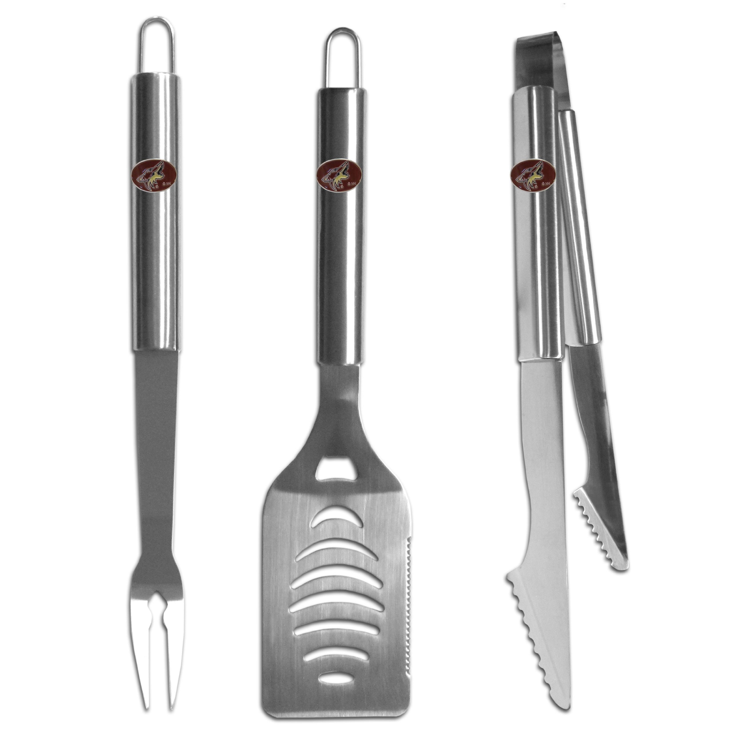 Siskiyou Sports NHL Stainless Steel 3-Piece BBQ Grill Tool Set - Perfect for Backyard BBQs, Tailgating & Outdoor Cooking Parties