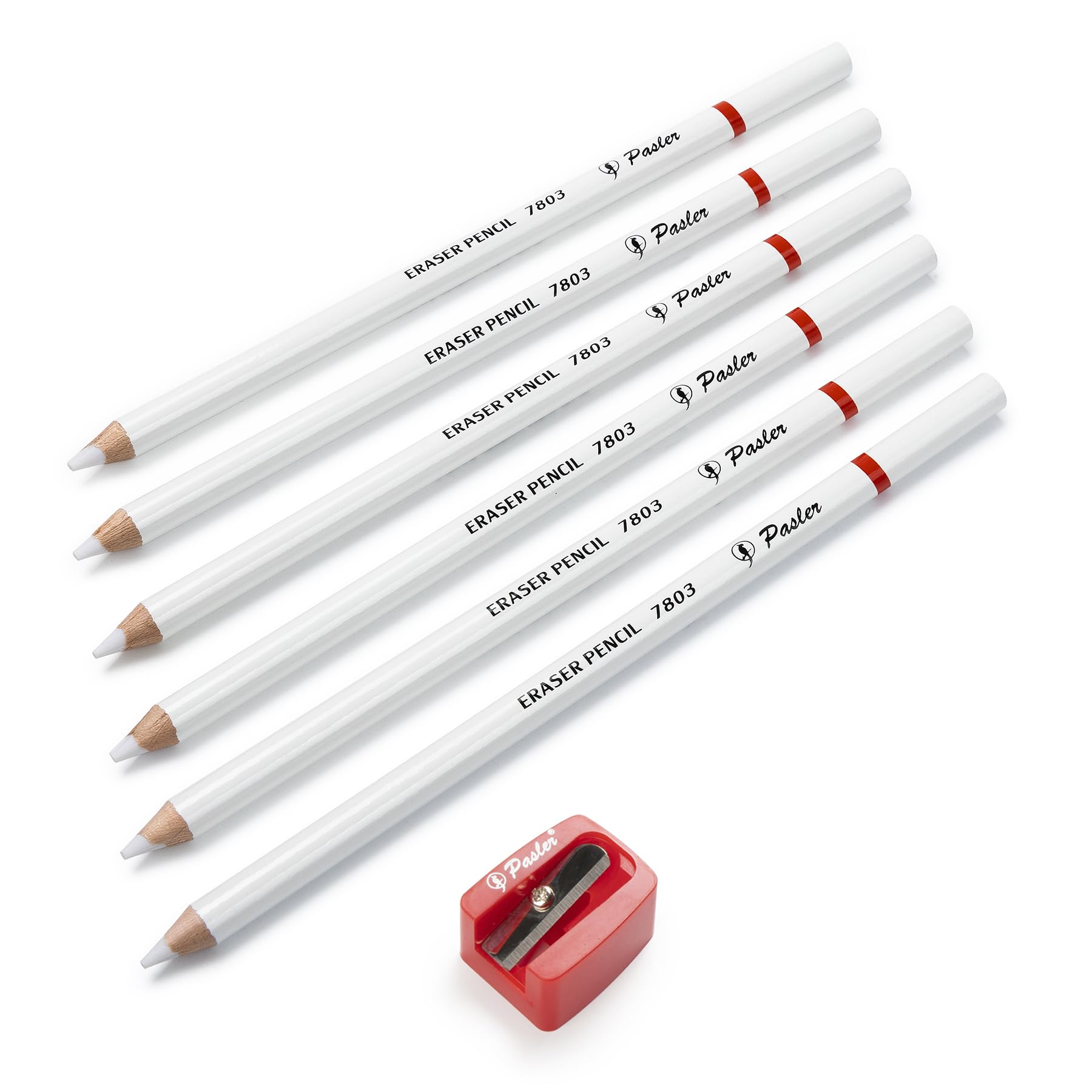 Pasler® 7803 Detail Eraser Pencil Set with Sharpener - 7-Pack Professional Sketching & Colored Illustration Tools for Artists, Designers, and Students - Perfect for Fine Art, Technical Drawing, and Classroom Use