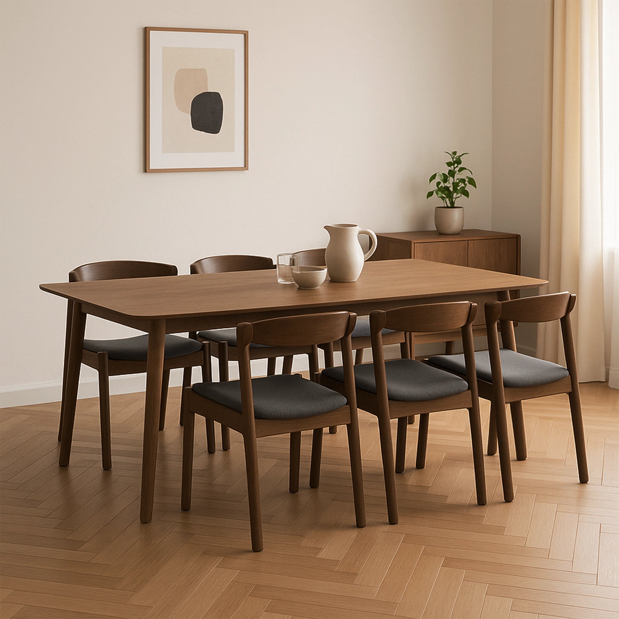 Herman Dining Chair - Modern Wooden Dining Room Chair with Upholstered Seat - Perfect for Kitchen, Dining Room, and Home Office Use