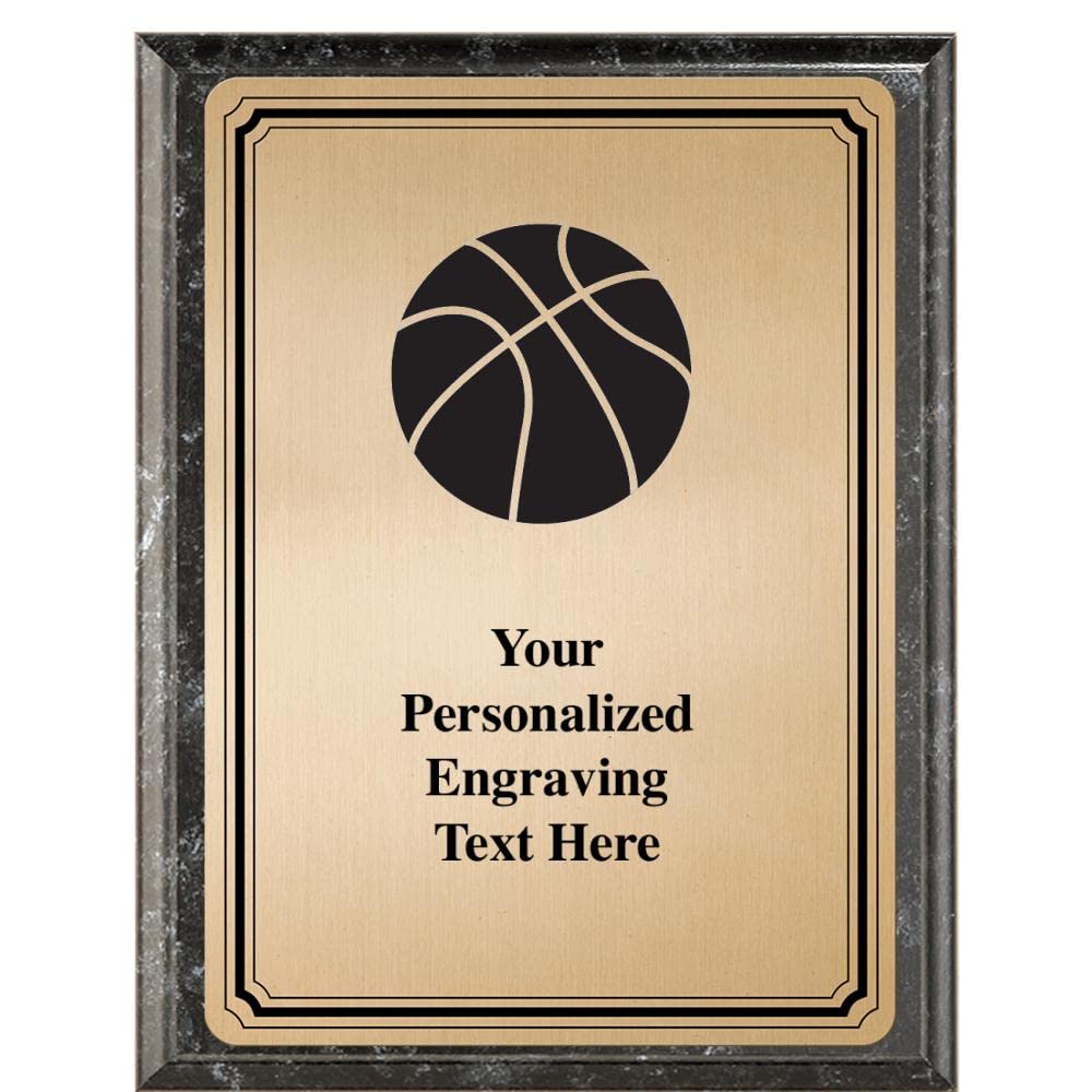 Custom Gold Basketball Trophy - 7x9 Metal Plaque Award for Teams | Sports Recognition