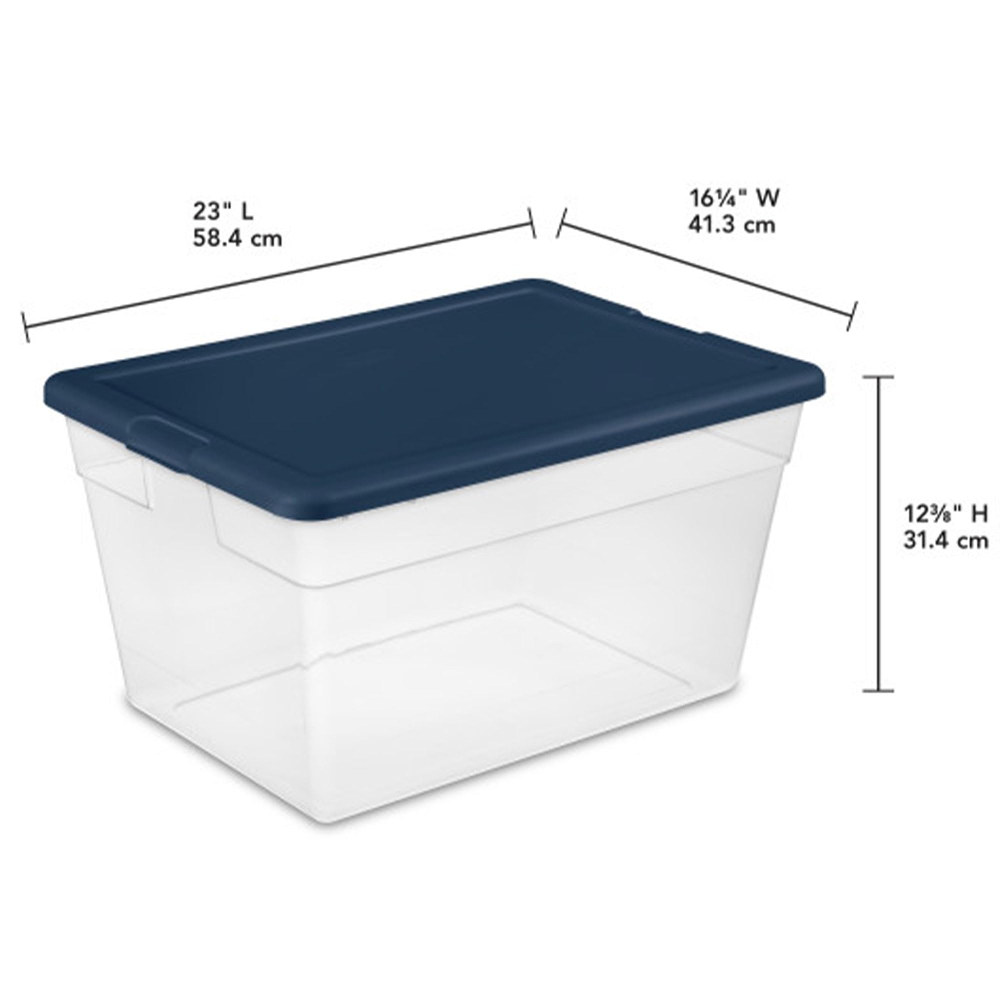 Sterilite 24-Pack Clear Plastic Storage Bins with Lids - Stackable Organizer Containers for Home, Office & Garage Organization - Marine Blue Totes for Clothes, Toys & Seasonal Storage