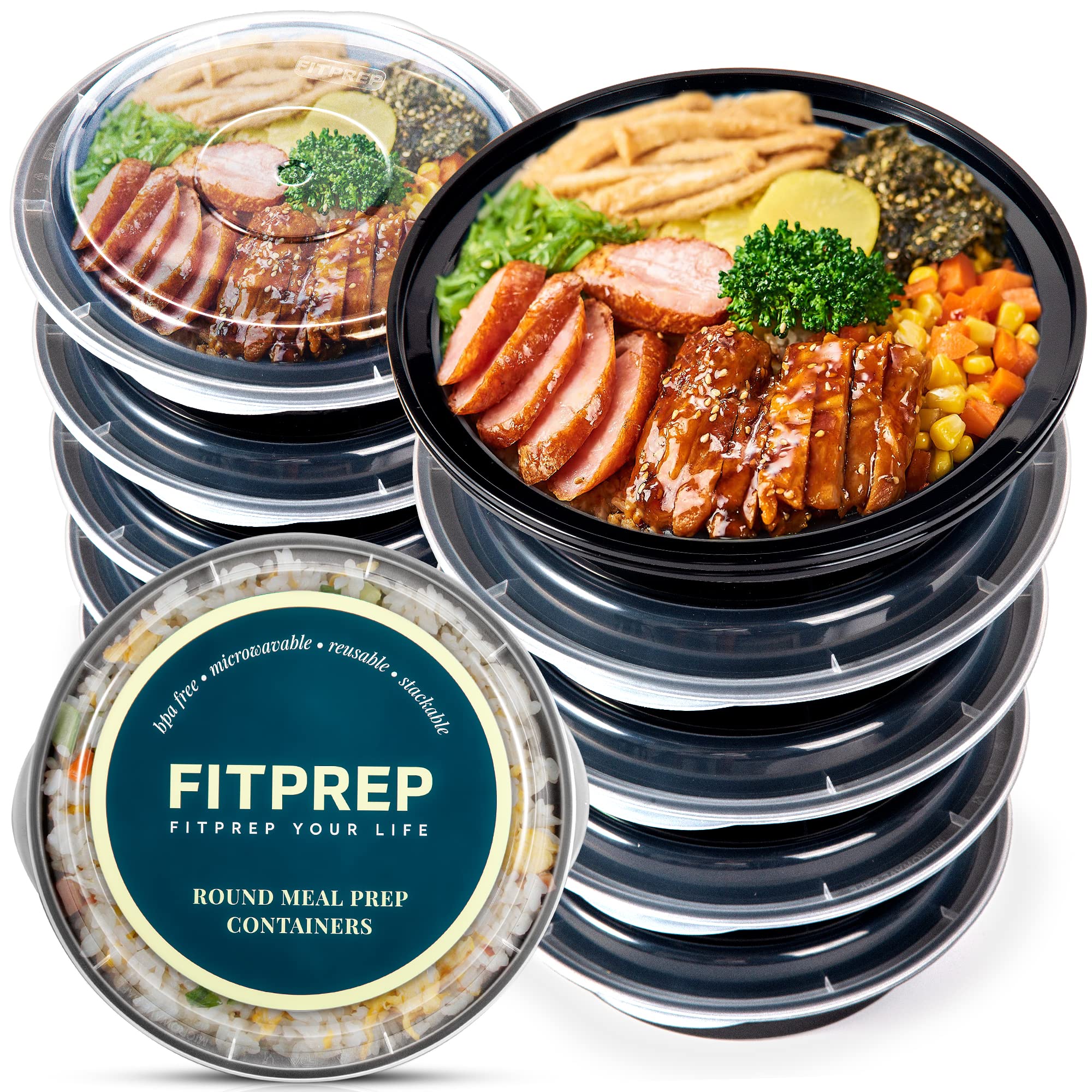 FITPREP® 10-Pack Reusable Meal Prep Containers - 28 oz BPA-Free Plastic Food Storage with Airtight Lids - Microwave, Freezer & Dishwasher Safe - Stackable for Easy Organization - Perfect for Meal Prepping, Leftovers & On-the-Go Lunches