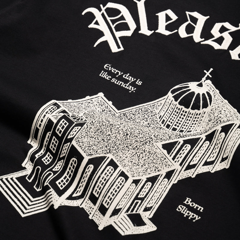 Pleasures Chapel Heavyweight T-Shirt - Black | Premium Cotton Streetwear Tee for Men & Women | Perfect for Casual Wear, Concerts & Urban Fashion