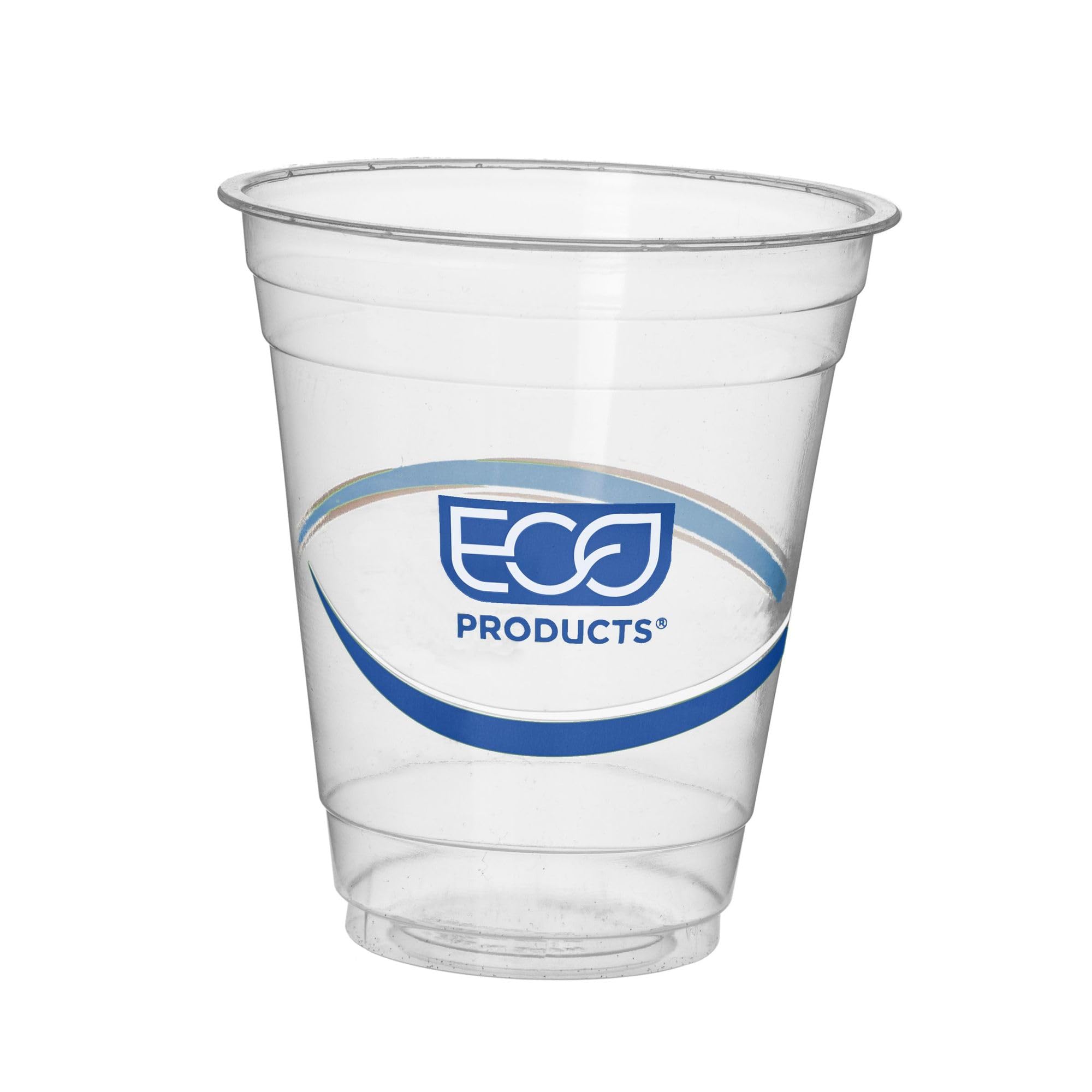 ECO PRODUCTS BlueStripe Recycled 12oz Plastic Cups - 1000 Count Case | 30% Post-Consumer Recycled PET (rPET) | Clear Cold Drink & Snack Cups | Perfect for Parties, Picnics, Offices & Restaurants
