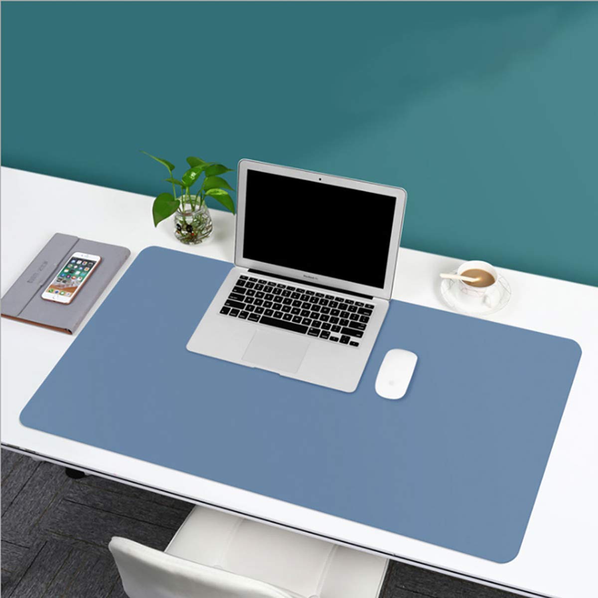 Premium PU Leather & Velvet Fabric Desk Mat - Waterproof, Anti-Slip Office Desk Blotter & Mouse Pad (800x400x2mm, Black) for Home & Office Workspace - Perfect for Laptops, Keyboards & Writing Comfort