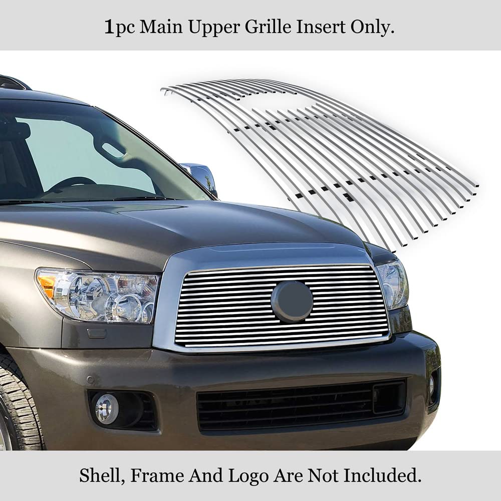 APS Compatible with Toyota Sequoia 2008-2017 Main Upper Stainless Steel Chrome Billet Front Grille Insert T66553A - Upgrade Your Truck's Style for Off-Roading & Daily Driving