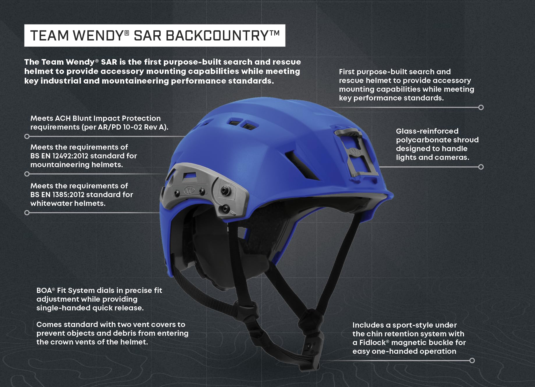 Team Wendy Search and Rescue Backcountry Bump Helmet - Lightweight Tactical Helmet with Precise Fit, ACH Blunt Impact Protection & Accessory Mounts | Perfect for Outdoor Adventures, Hunting & Emergency Response