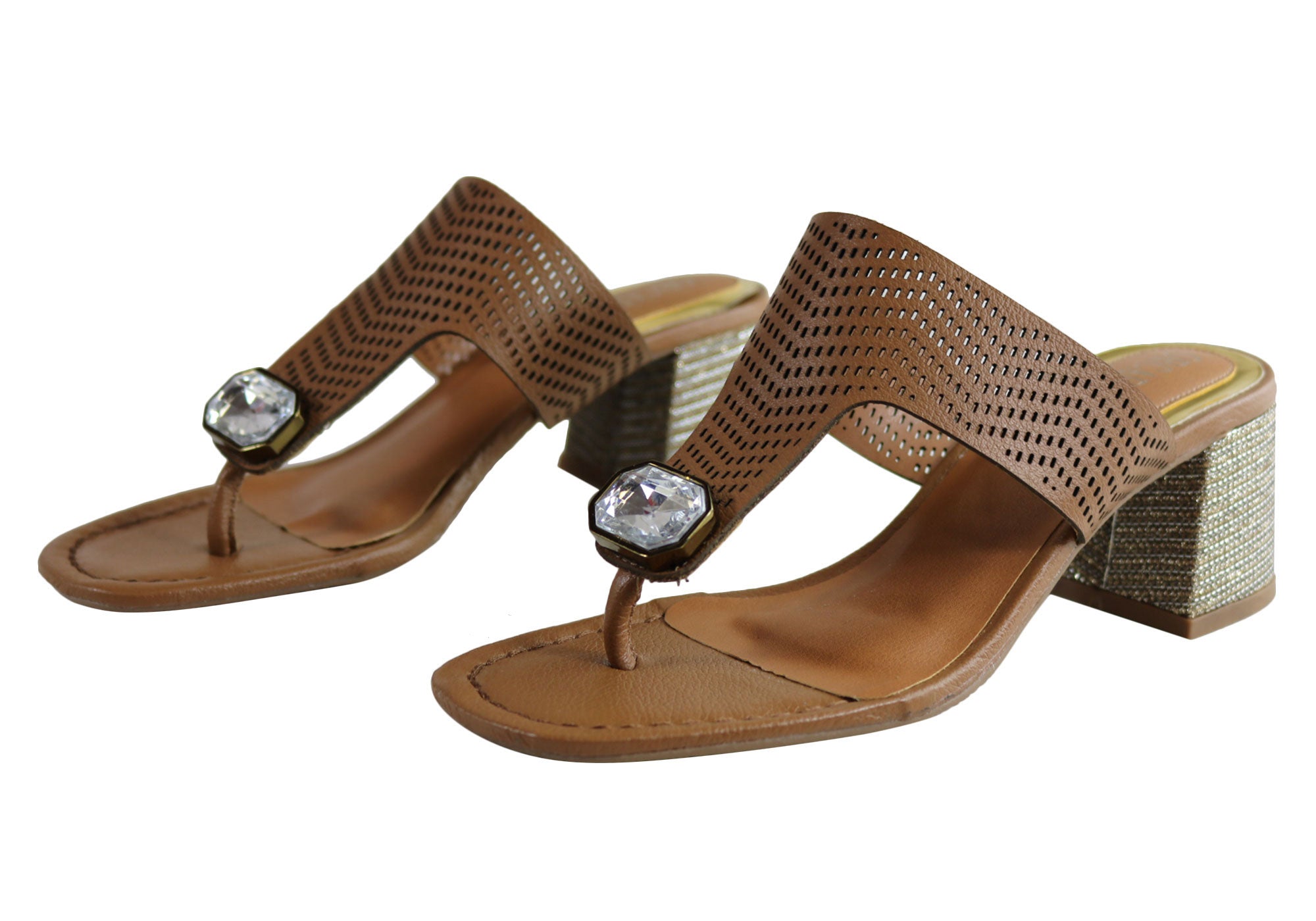 Orcade Deidre Women's Brazilian Comfort Leather Mid Heel Sandals - Stylish Thong Sandals for Summer, Beach, and Casual Outings