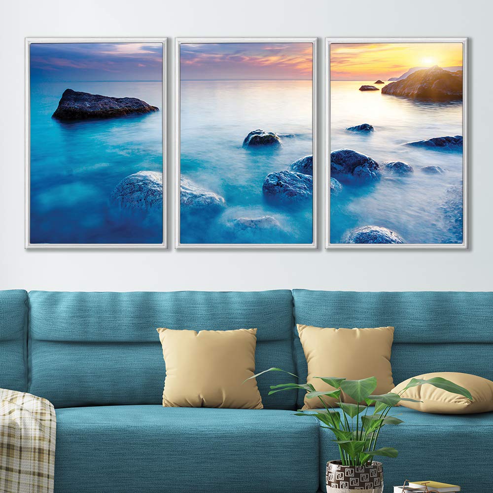 Wall26 3-Panel Framed Canvas Wall Art Set - 24x36 Inch Scenery Theme Prints for Living Room & Bedroom Decor | Ready to Hang Home Decoration | Perfect for Modern Housewarming Gifts & Interior Design