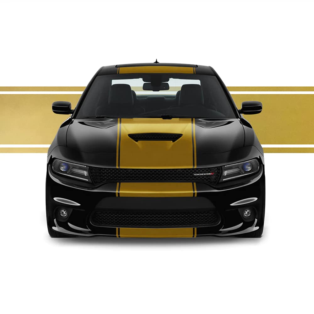 24'' Racing Stripe Decals with Pins for Dodge Charger SRT 2011-2022 | Gold Gloss Vinyl Stickers | Easy DIY Car Exterior Upgrade for Sports Look & Vehicle Customization