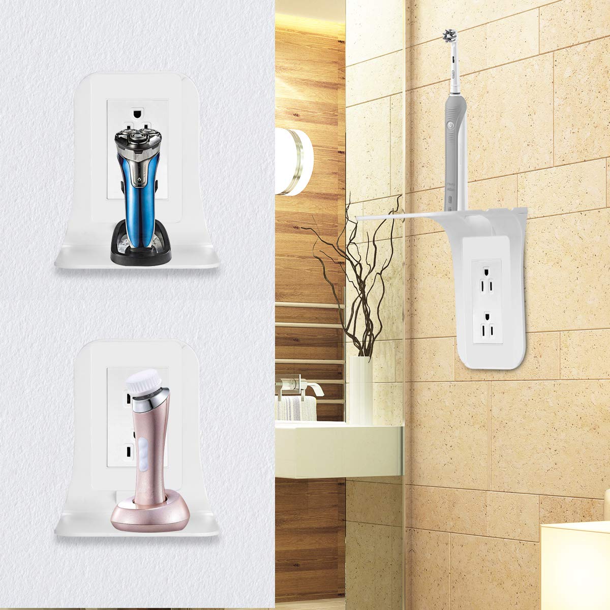 Wall Outlet Shelf Organizer - Charging Station Shelf for Phones & Keys - Perfect for Bedroom, Kitchen, or Entryway Organization