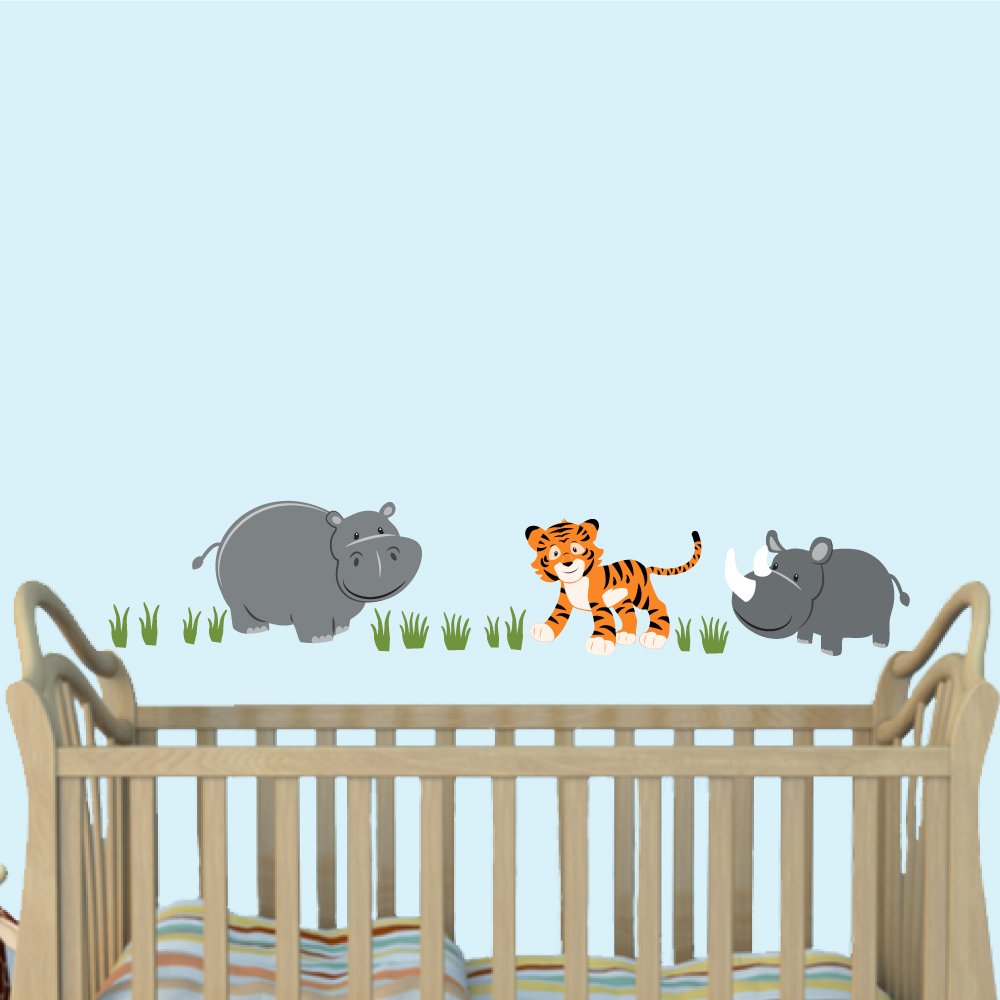 Tiger Wall Decal Stickers - Jungle Animal Nursery Decor for Kids Room, Peel & Stick Removable Wall Art - Perfect for Bedroom, Playroom & Classroom Decorations