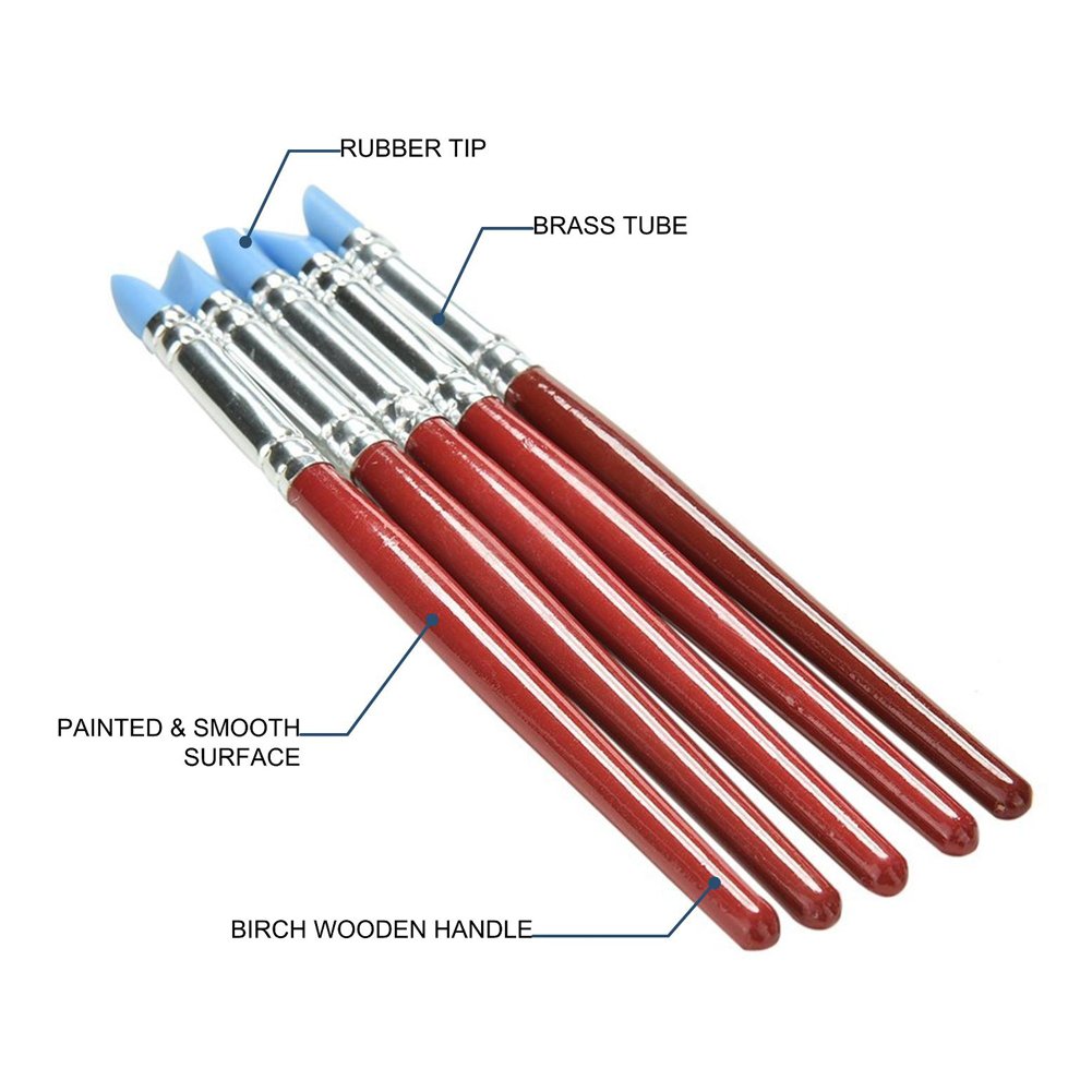 Meta-U 5 Pcs Clay Sculpting Tools Set - Flexible Rubber Tip Shaping Pens for Polymer Clay, Ceramic & Oil Painting - Carving, Detailing & Blending Art Tools (Great for DIY Crafts & Miniature Sculpting)