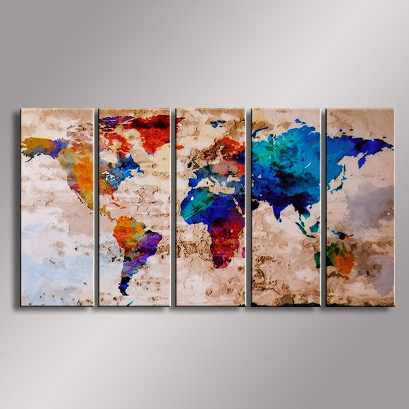 100% Hand Painted Modern Abstract Oil Painting - World Map Wall Art WM 006 | Perfect for Living Room, Office & Home Decor