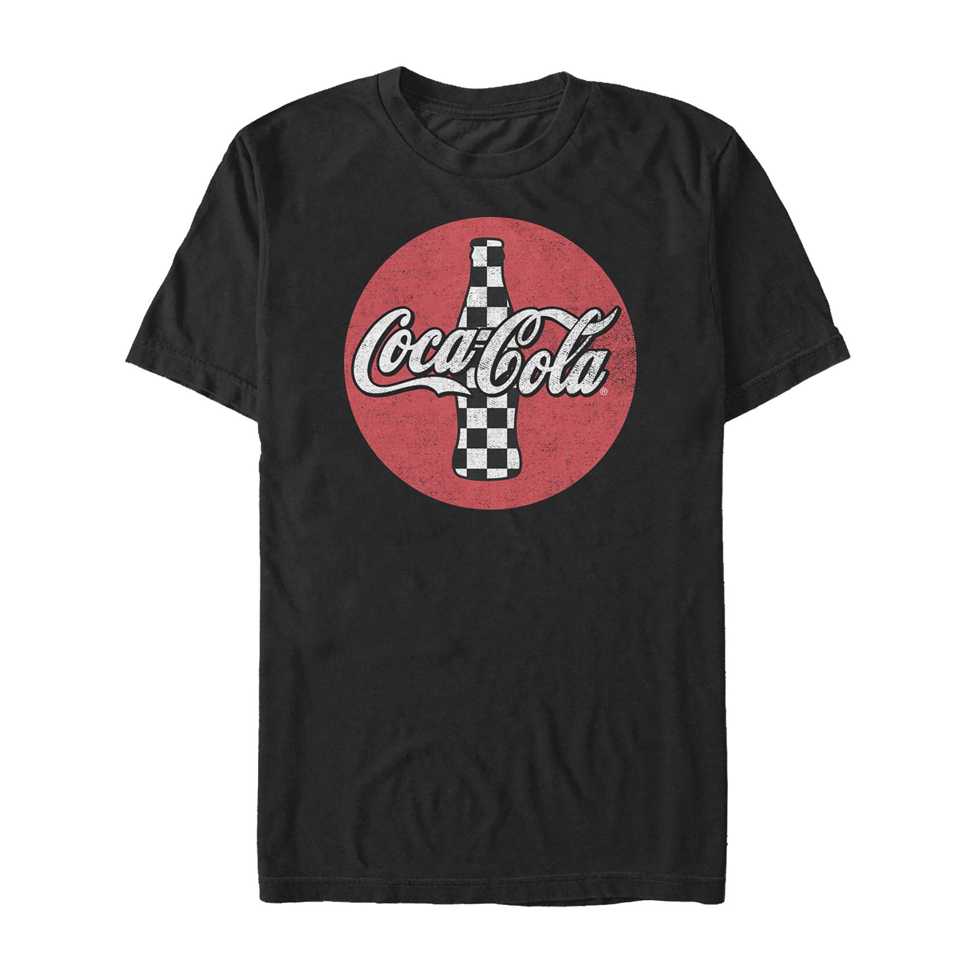Men's Coca-Cola Checkered Soda Bottle Graphic T-Shirt - Casual Vintage Style Tee for Everyday Wear & Coca-Cola Fans