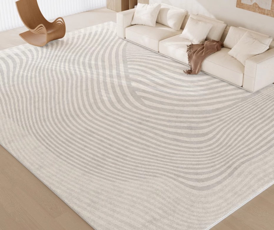 Abstract Geometric Modern Rugs - Contemporary Grey Area Rugs for Living Room, Bedroom & Dining Room - Soft Non-Slip Floor Covering for Home Decor & Office Spaces
