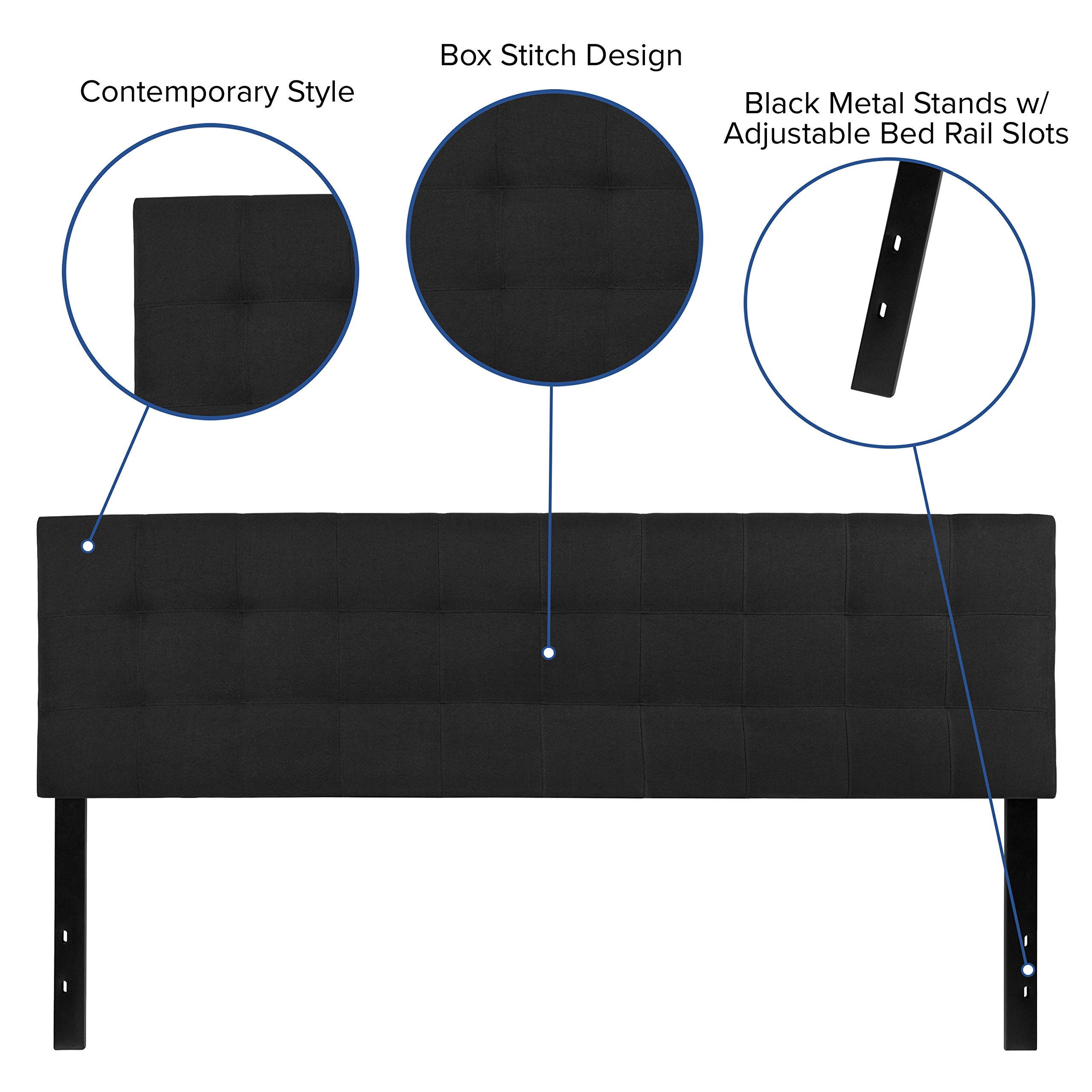 Flash Furniture Bedford Tufted Upholstered King Size Headboard - Black Fabric Upholstery for Luxurious Bedroom Decor | Perfect for Master Bedrooms & Guest Rooms