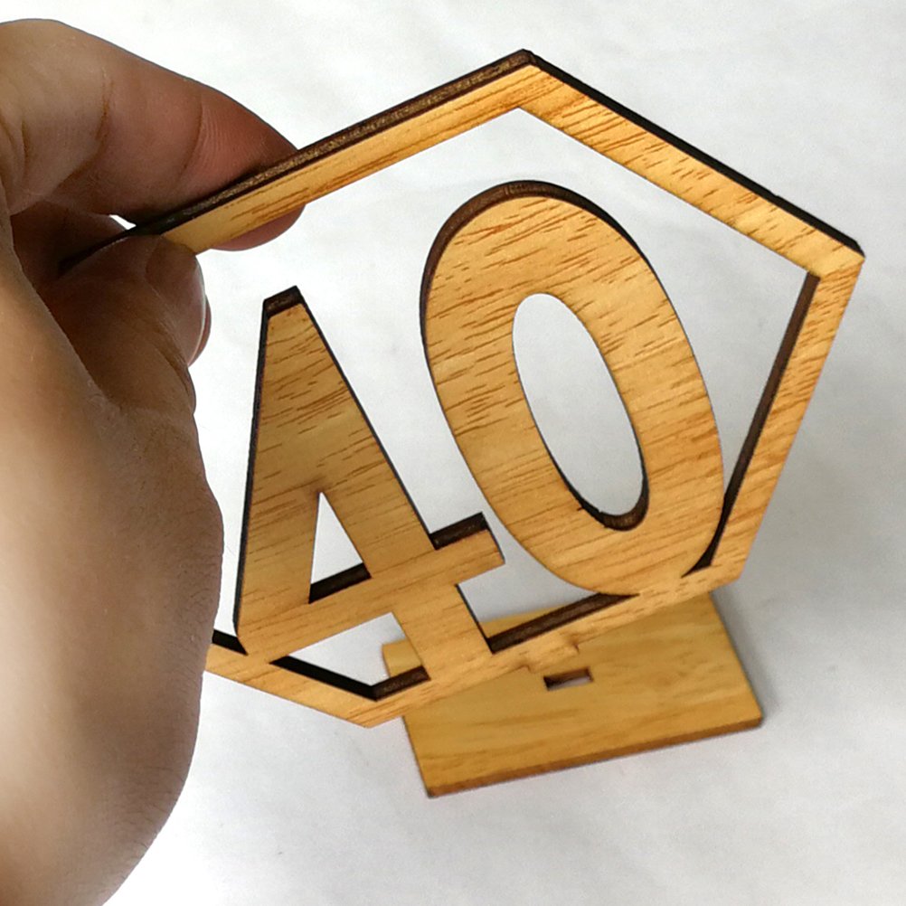 Amosfun 20pcs Wooden Wedding Table Numbers - Elegant Rustic Table Number Decor for Wedding Reception, Bridal Shower, Anniversary Party - Perfect for Centerpieces and Table Setting Decorations