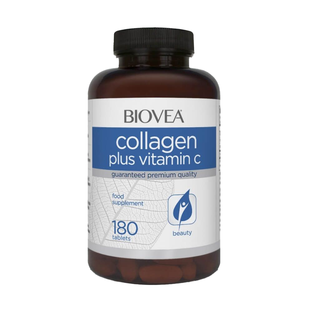 Biovea Collagen plus Vitamin C 180 Tablets - Supports Skin, Hair & Joint Health - Anti-Aging Supplement for Women & Men - Perfect for Daily Wellness Routine