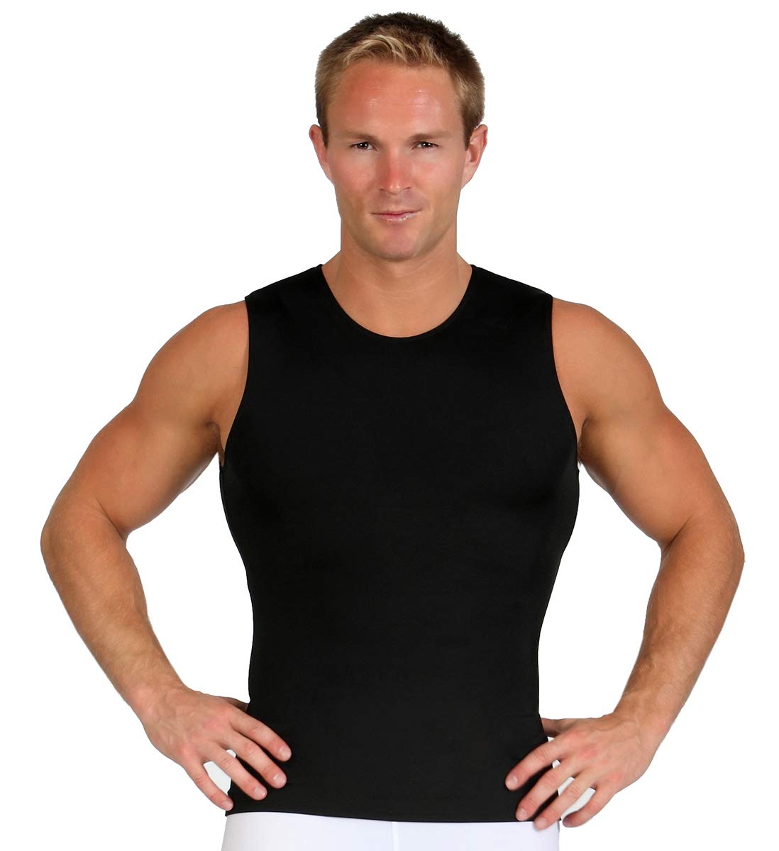 Insta Slim Men's Compression Shapewear - USA Made Sleeveless Crew-Neck Body Shaper for Tummy Control & Slimming | Workout, Postpartum, Everyday Wear