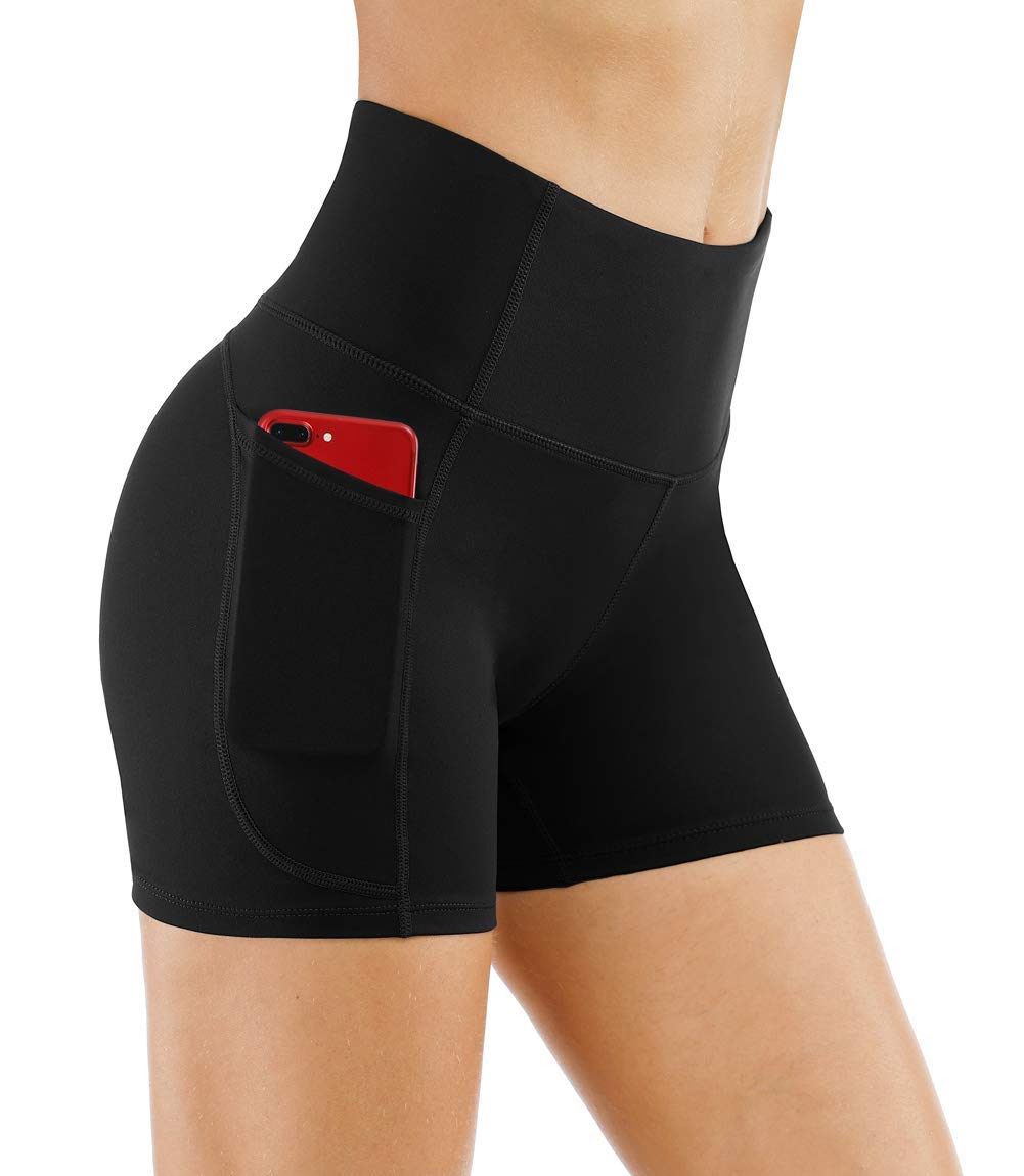 THE GYM PEOPLE High Waist Yoga Shorts for Women - Tummy Control Workout Shorts with Deep Pockets | Perfect for Yoga, Running, Gym & Fitness Training