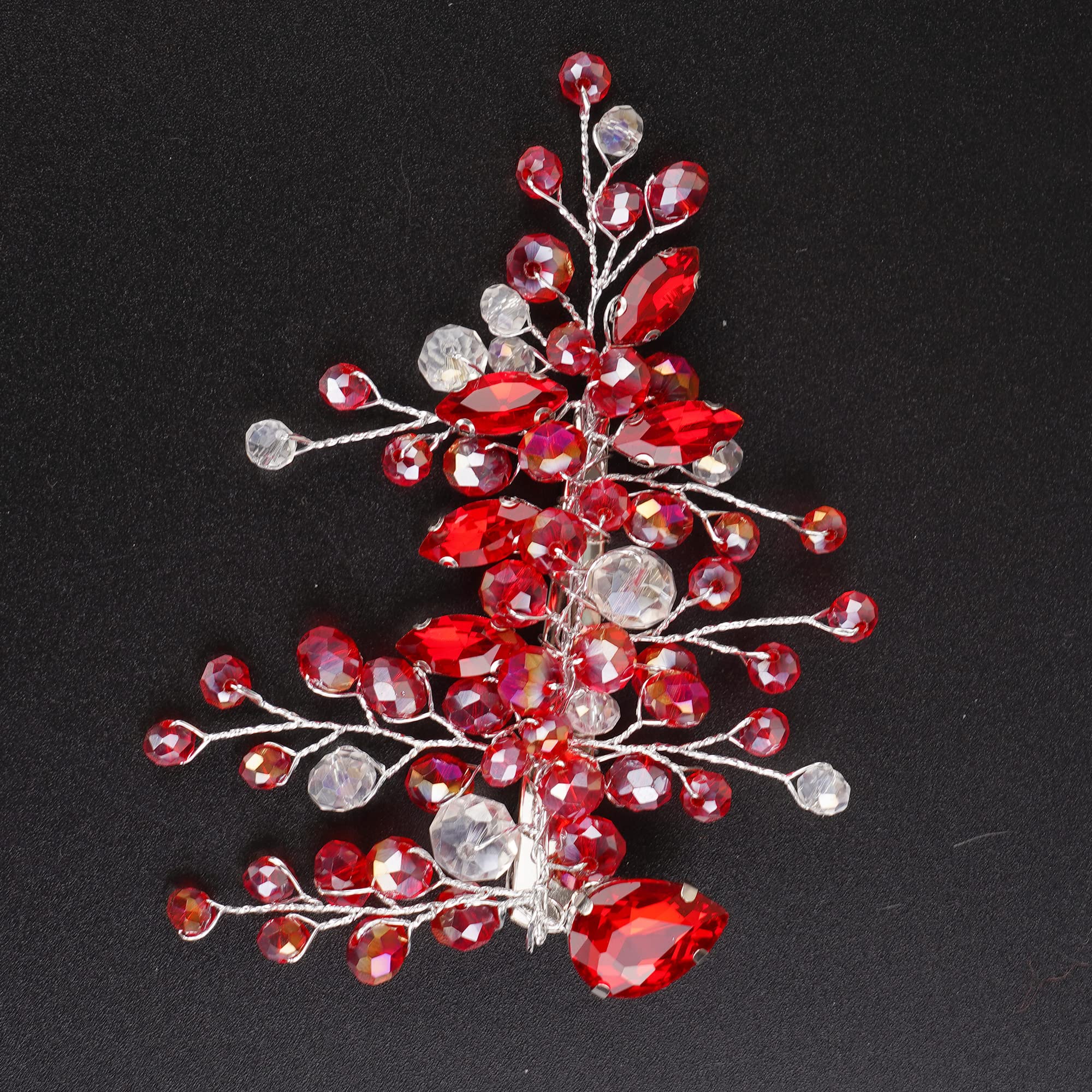 Vintage Ruby Rhinestone Bridal Hair Clips - Red Crystal Wedding Headpiece for Brides & Flower Girls | Perfect for Vintage Weddings, Bridal Showers & Special Occasions