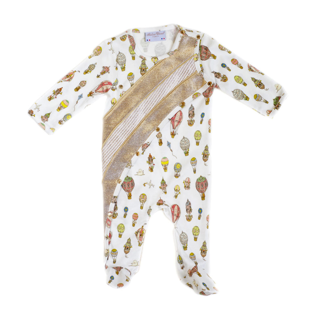 Atelier Choux Gold Playsuit Hot Air Balloon - Premium Baby Romper for Special Occasions & Photo Shoots - Perfect for Birthdays, Holidays & Family Portraits