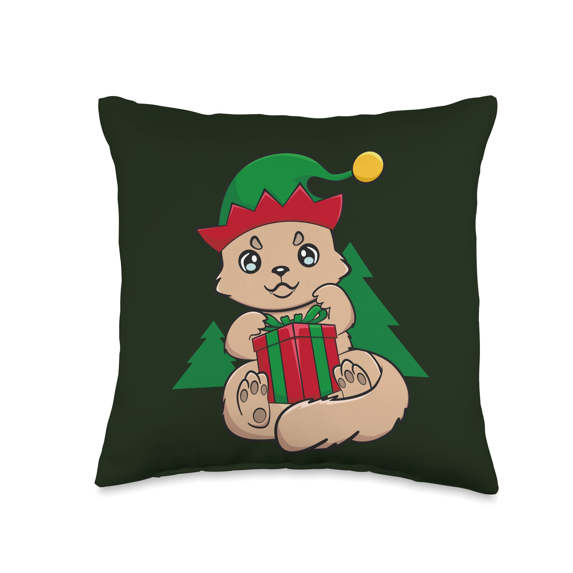 Kawaii Japanese Manga Santa Elf Crew Christmas Throw Pillow 16x16 Inch - Cute Holiday Home Decor for Sofa, Bed, Office & Anime Lover Gift